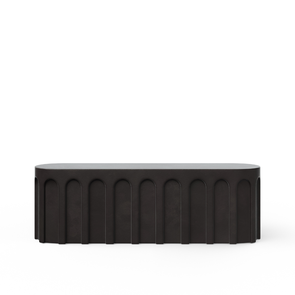 Atlas Outdoor Concrete Oval Bench - Durable Garden Seating for Patio, Park, and Backyard - Perfect for Relaxing and Outdoor Decor