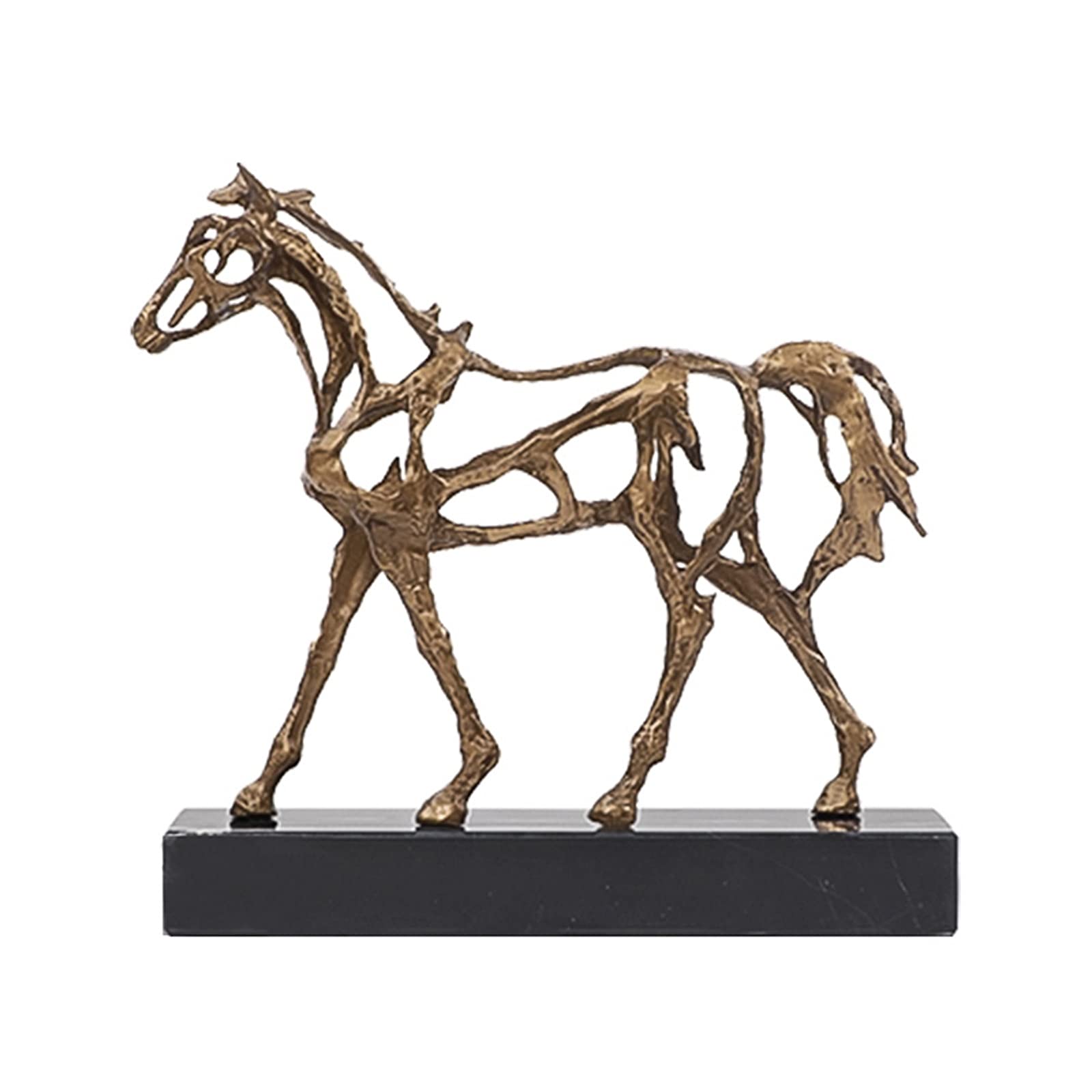 Liulishop Brass Horse Statue - Hollow Out Metal Horse Sculpture, Modern Animal Figurine for Home & Office Decor - Perfect for Bookshelf, Desk, Living Room, and Gift Giving