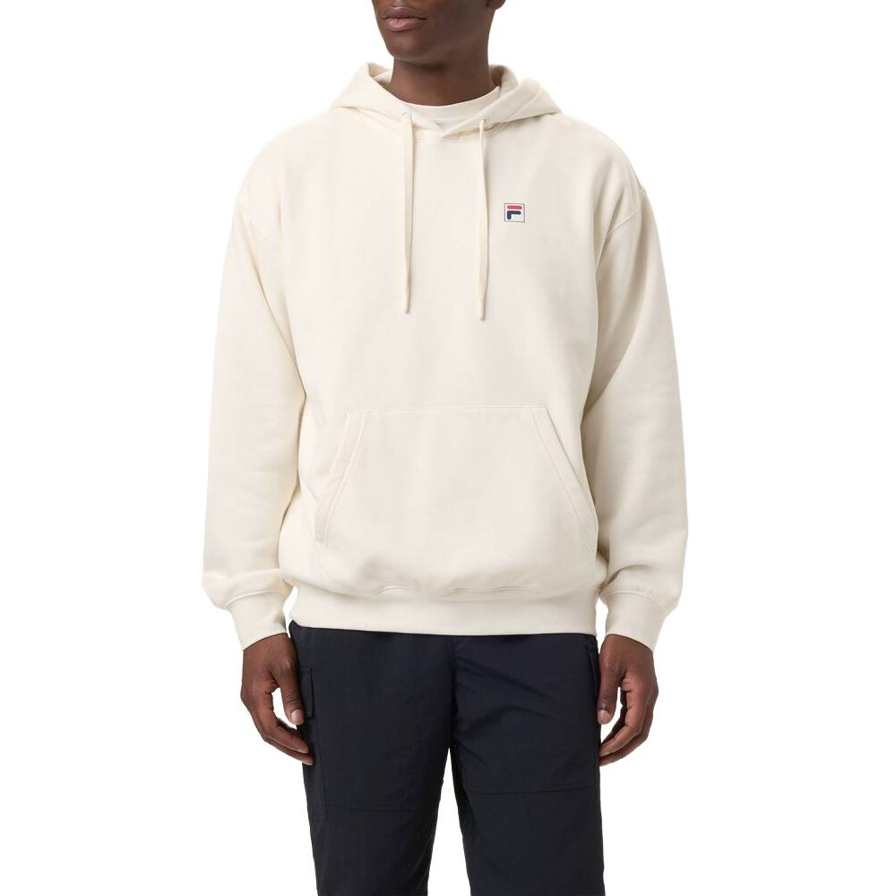 Fila Unisex Classic Relaxed Hoodie - Soft Cotton Pullover Sweatshirt with Kangaroo Pocket (Gardenia White) for Men & Women | Casual Streetwear, Gym, Lounge & Outdoor Activities