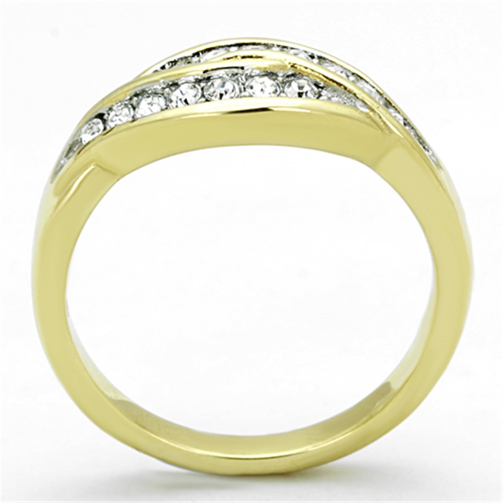 Elegant Clear Crystal Overlay IP Gold Minimalist Ring for Women - Perfect for Everyday Wear, Parties & Special Occasions