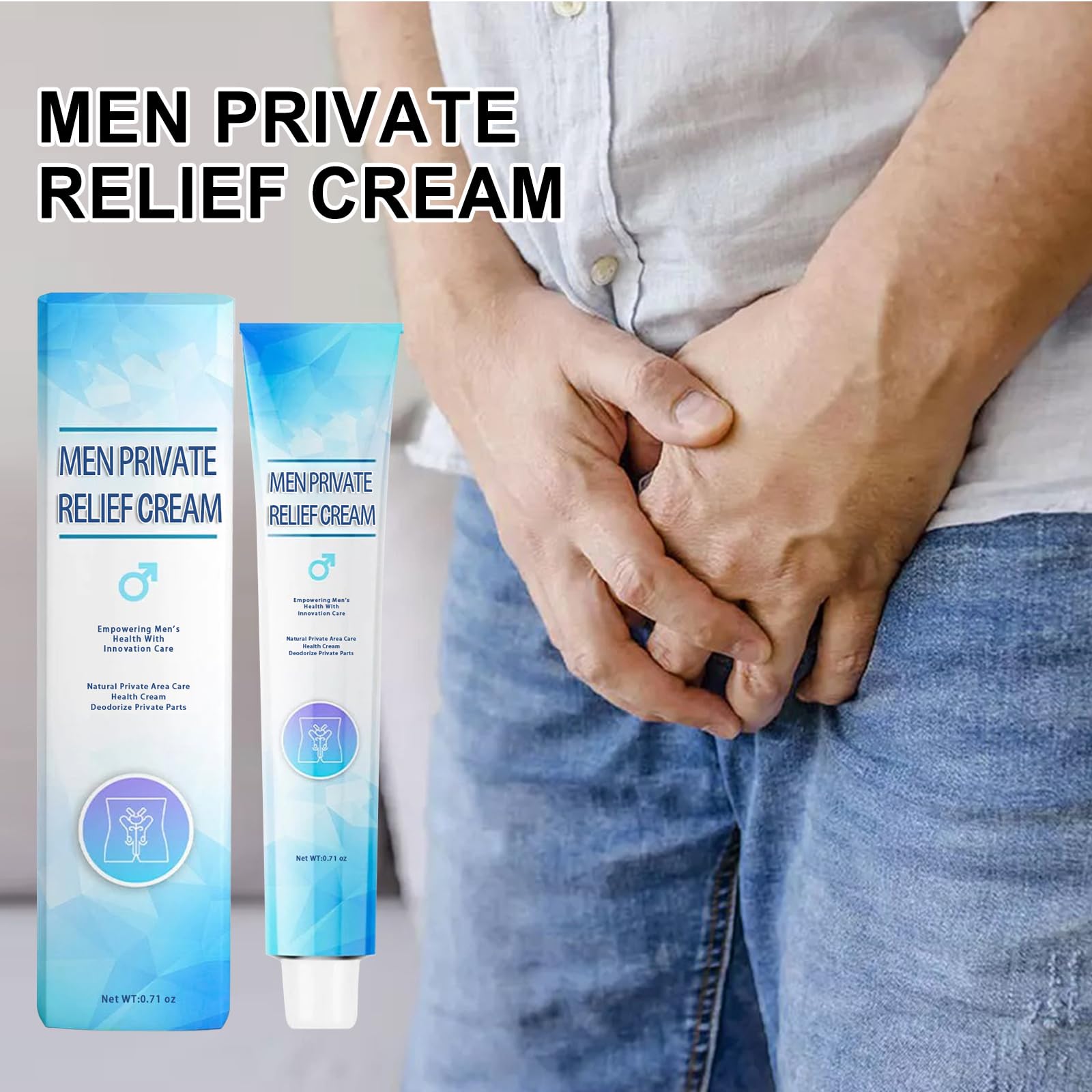 Anti-Itch Cream for Men - Fast Relief Itching Treatment with Antifungal & Antibacterial Formula - Private Area Care - Perfect for Jock Itch, Rash & Irritation Relief