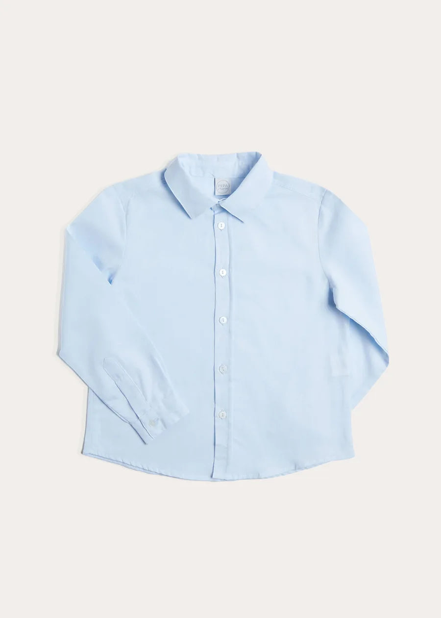 Classic Blue Cotton Oxford Shirt for Boys & Girls (4-10 Years) - Perfect for School Uniforms, Casual Wear & Special Occasions