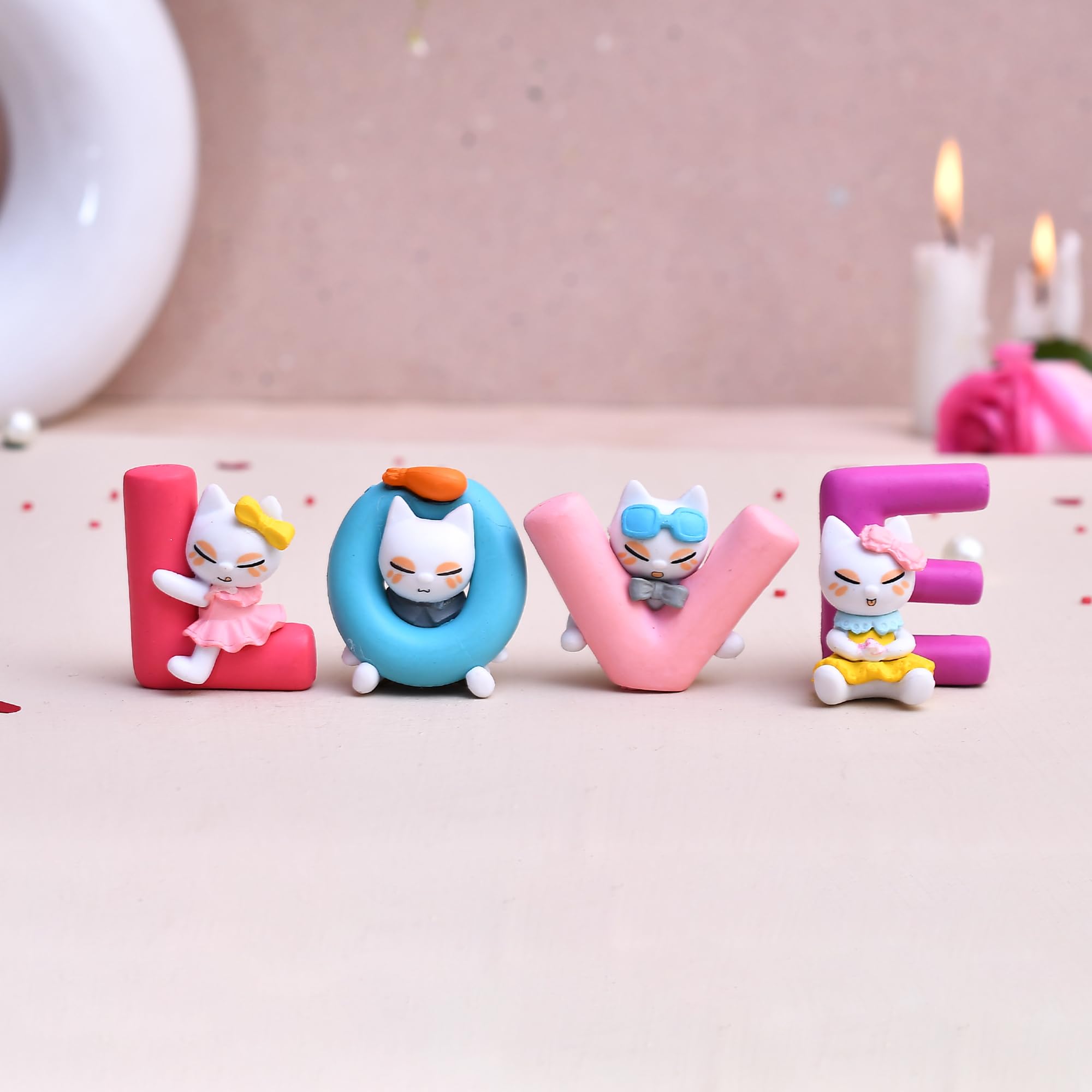 Valentine's Day Gifts for Couples - Romantic Miniature Resin Cupid Showpiece (4-Piece Set, Multicolor) - Perfect for Anniversaries, Weddings & Home Decor