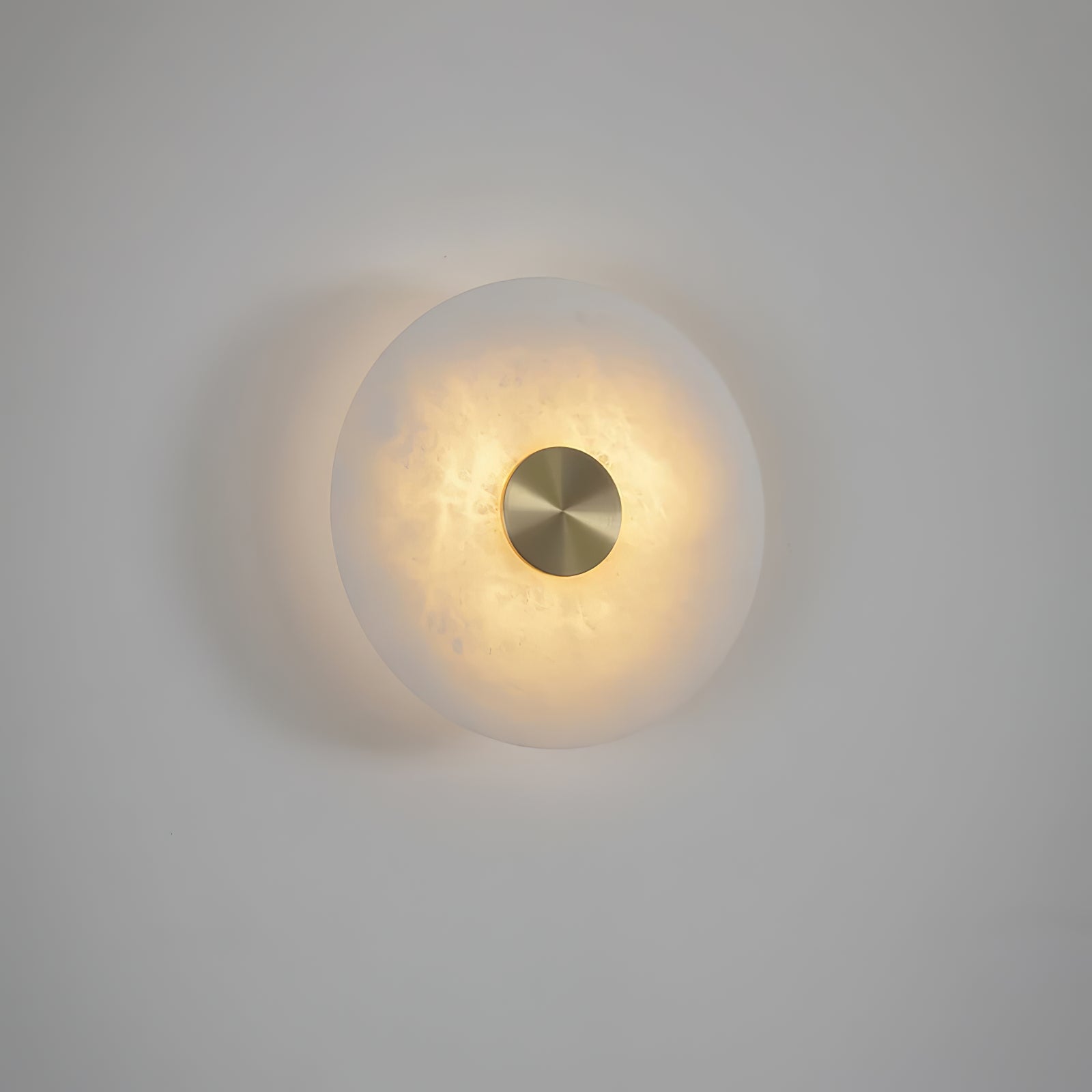 Modern Disc Shaped Alabaster Wall Light - Elegant White Stone Sconce for Bedroom, Living Room & Hallway Lighting
