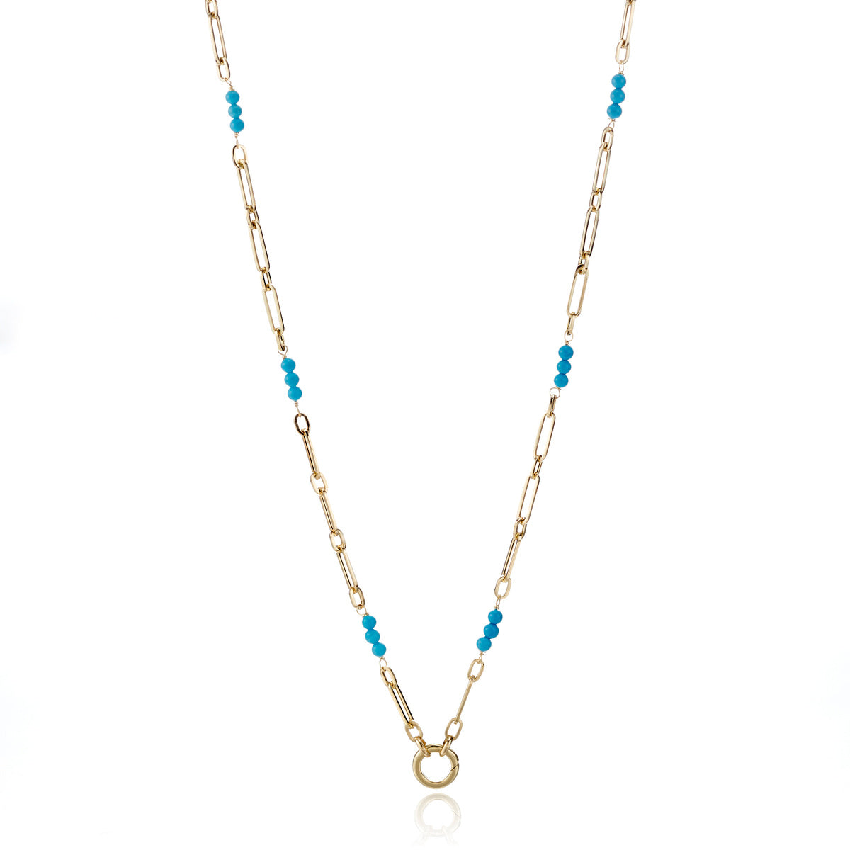 Turquoise Charm Ring Necklace - Dainty Bohemian Jewelry for Women, Handmade Adjustable Necklace for Layering, Perfect for Festivals & Everyday Wear