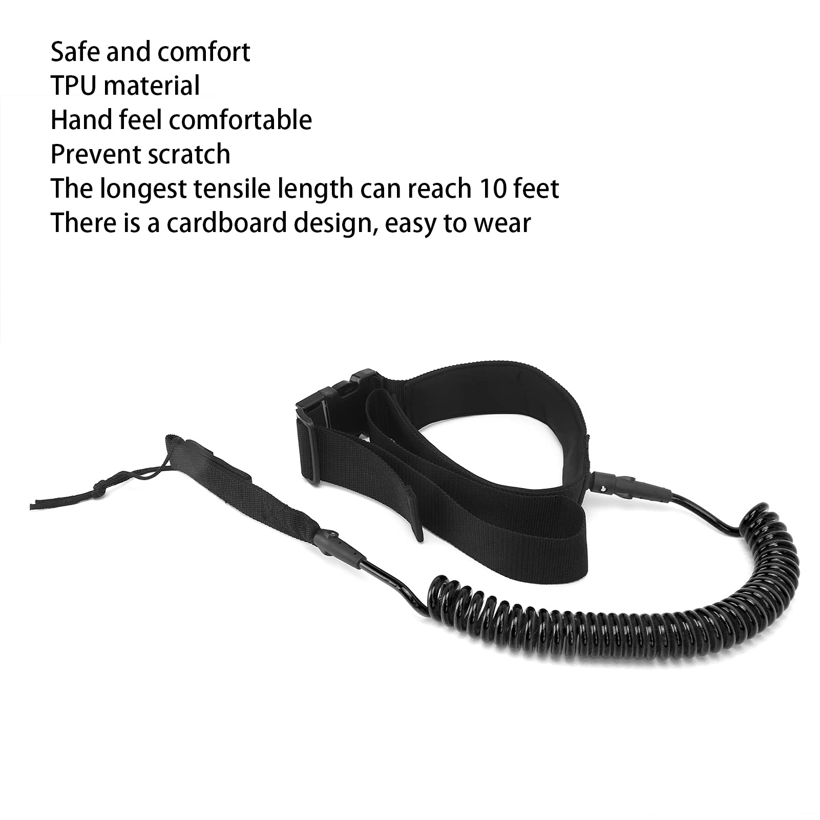 **Premium Surfboard Safety Leash - Comfortable & Durable Waist Rope for Surfing & Stand-Up Paddle Boards (Black) - Ideal for Wave Riding & Water Sports Safety**