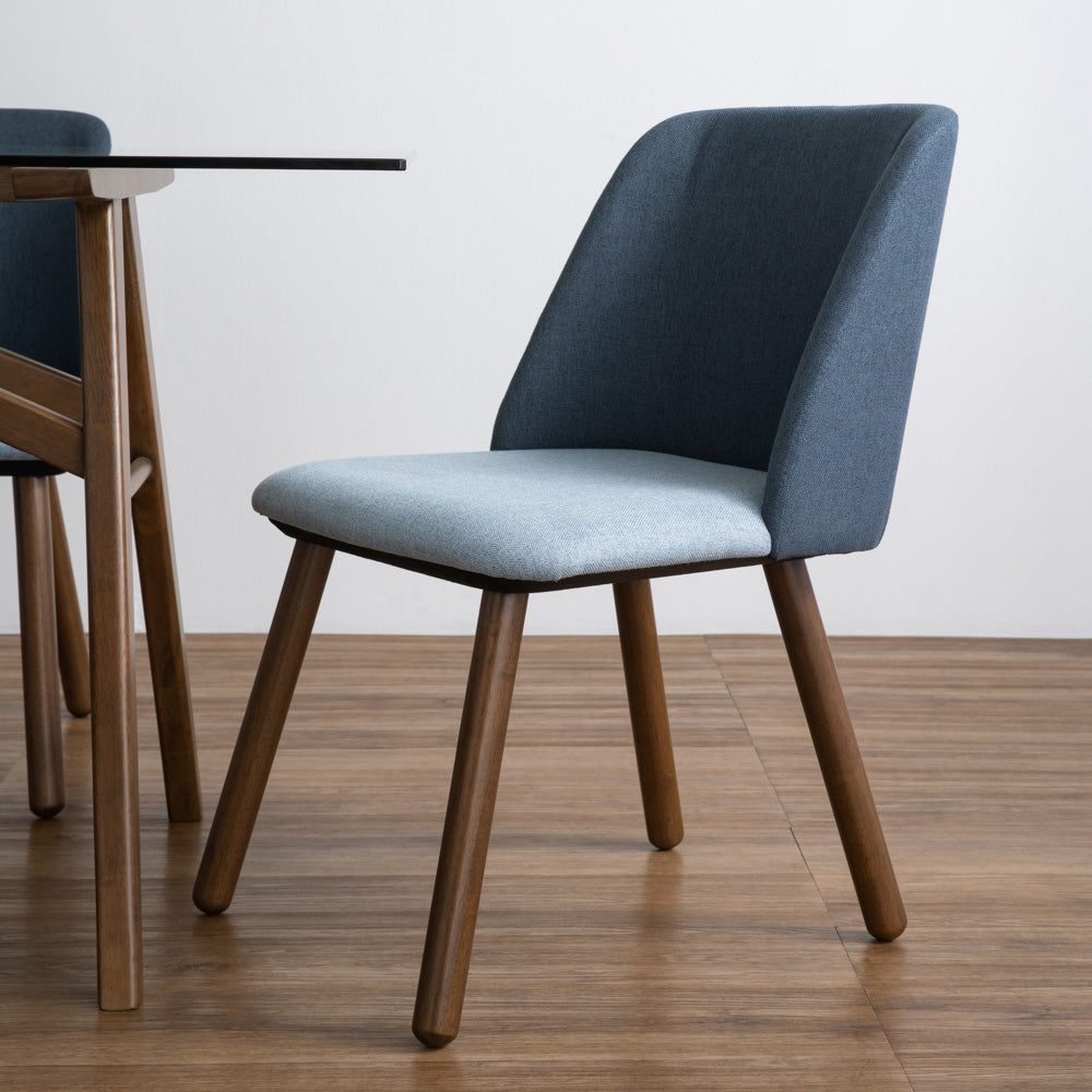 JOLLIN Modern Dining Chair - Walnut Wood Frame & Blue Upholstery - Comfortable Kitchen & Dining Room Furniture for Home & Restaurant Use