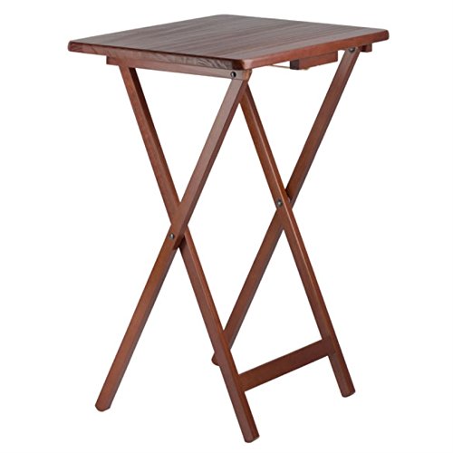 Ergode Wood Dylan 5-Piece Folding Snack Table Set - Sturdy X-Frame Base, Easy Assembly, Space-Saving Design - Perfect for Living Room, Patio, Parties & Small Space Entertaining (Walnut Finish)