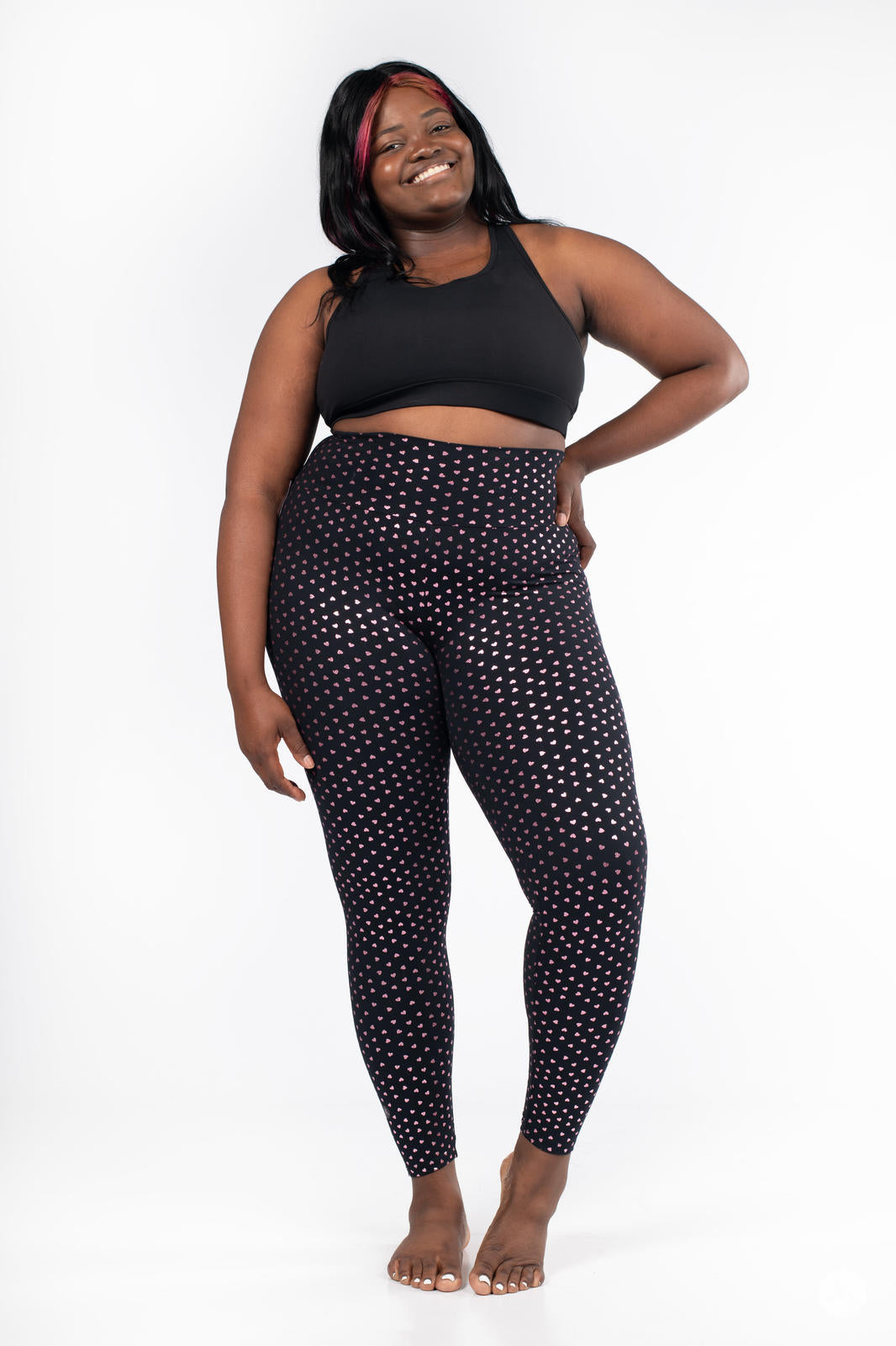 Sweetheart Sparkle High Waisted Leggings for Women - Shiny Yoga Pants with Comfortable Stretchy Waistband - Perfect for Workout, Gym, Running and Daily Wear