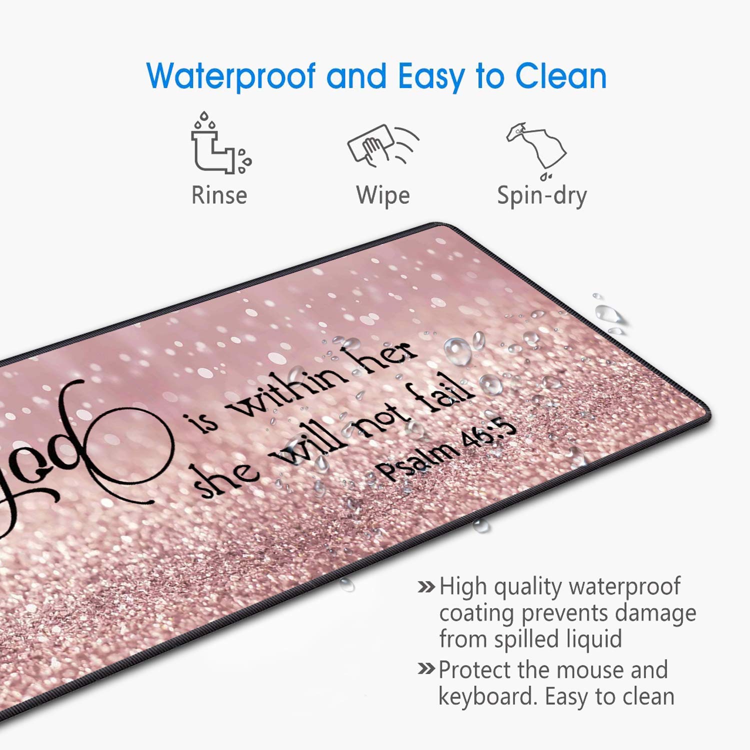 Large Gaming Mouse Pad with Stitched Edges - Non-Slip Desk Mat for Laptop & Computer, Chicago Skyline Night Scene Design - Perfect for Office Work, Home Use & Gaming Setup