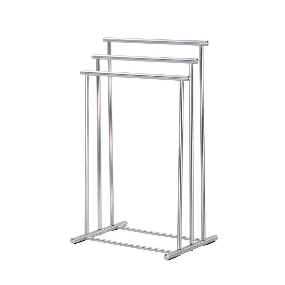 Stainless Steel 3 Rail Freestanding Towel Rack - Bathroom & Kitchen Organizer for Hand Towels, Dish Towels & More - Durable & Rustproof