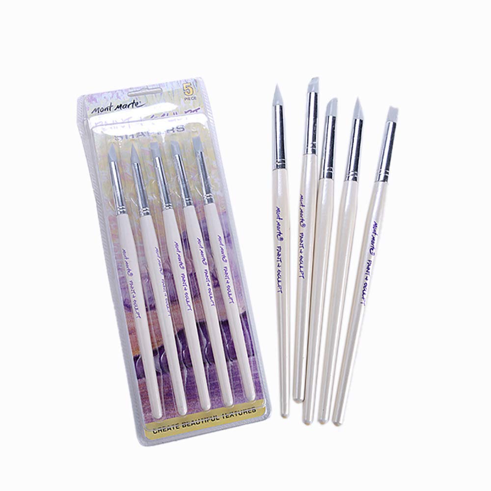 5 Pack Silicone Sculpting Brushes - Modeling Clay Tools for Pottery, Ceramics & Watercolor Painting - Rubber Wipe Out Brushes for Artists & DIY Crafts (Great for Sculpting, Detailing & Cleaning)