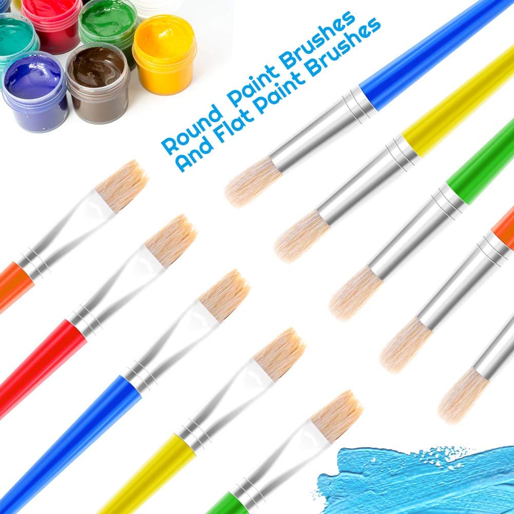 30-Piece Kids Paint Brushes Set - Jumbo Round Watercolor & Large Flat Craft Brushes for Children's Art Projects, DIY Crafts, and School Activities