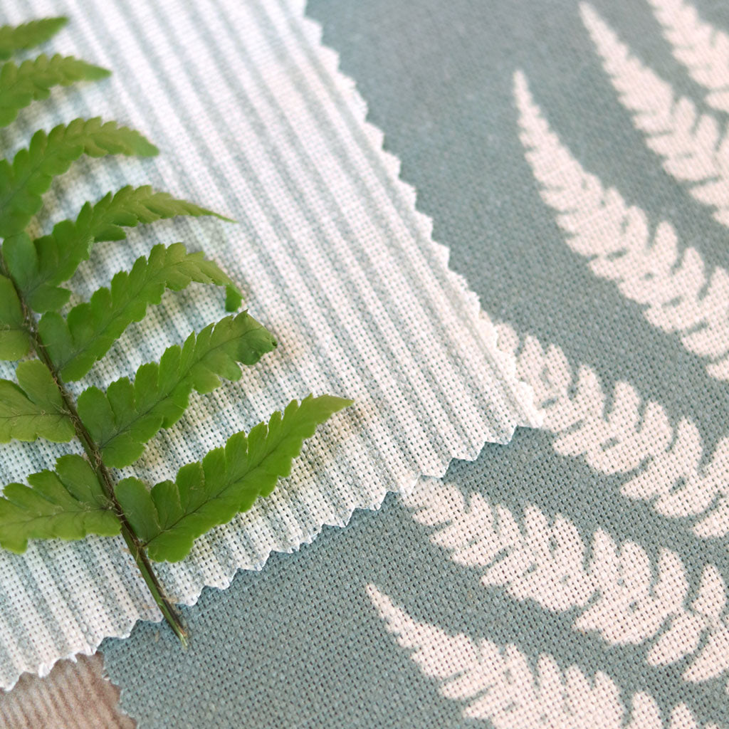 Premium Studio Stripe Linen Fabric - Heron’s Egg Color - Soft & Durable for Upholstery, Curtains & DIY Home Decor Projects