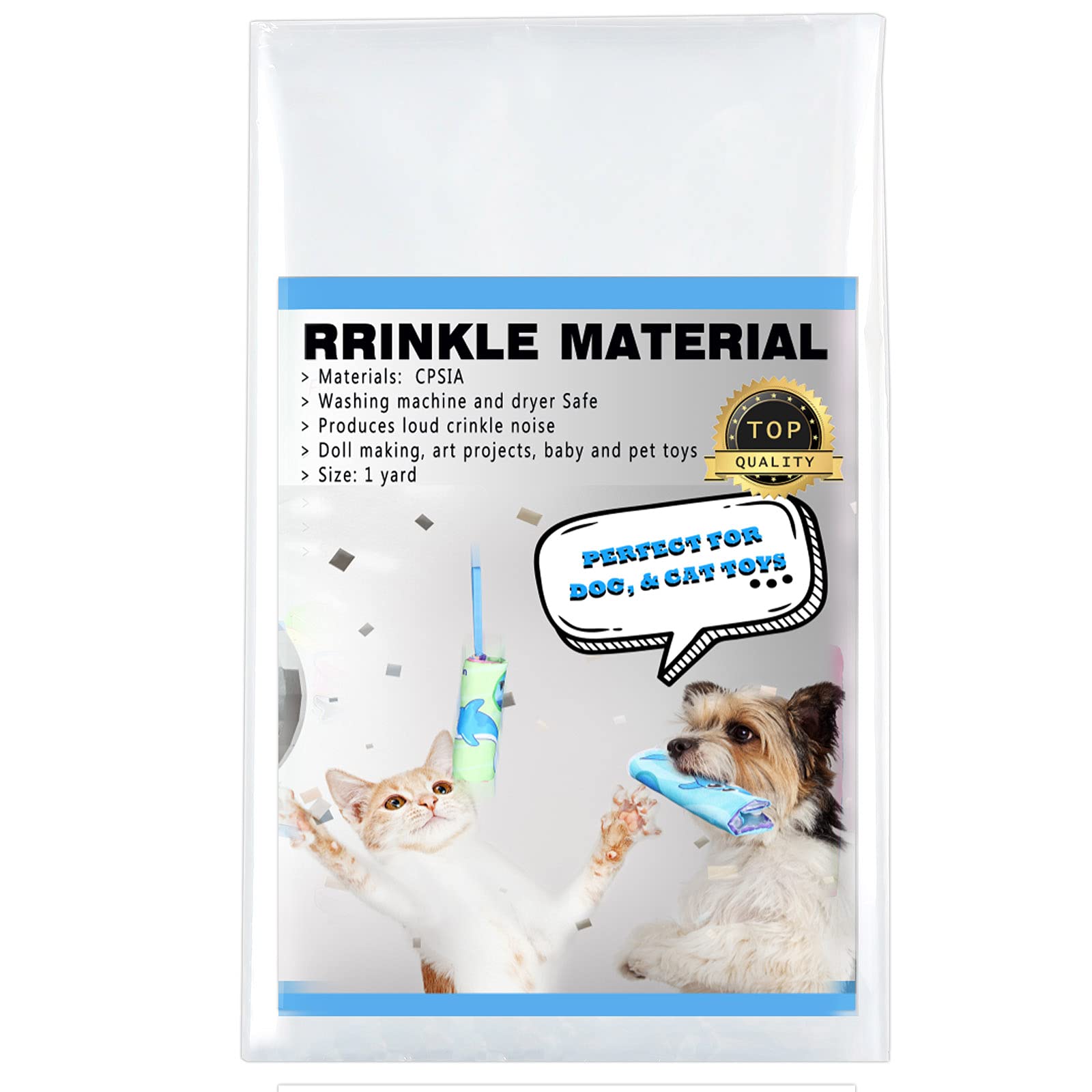 1 Yard Crinkle Paper for Baby Toys & Pet Supplies - Noise Making Plastic Film for Dog & Cat Toys - Perfect for Sensory Play, DIY Projects, and Interactive Pet Enrichment