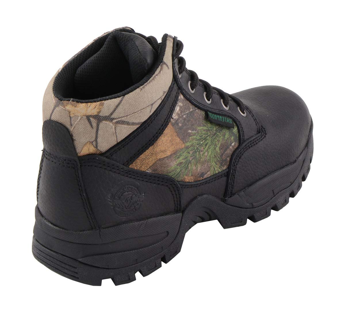 **Milwaukee Leather MBM9145 Men's Waterproof Hiking Boots - Mossy Oak Camo Print - Durable & Comfortable for Outdoor Adventures, Hunting, and Trekking**