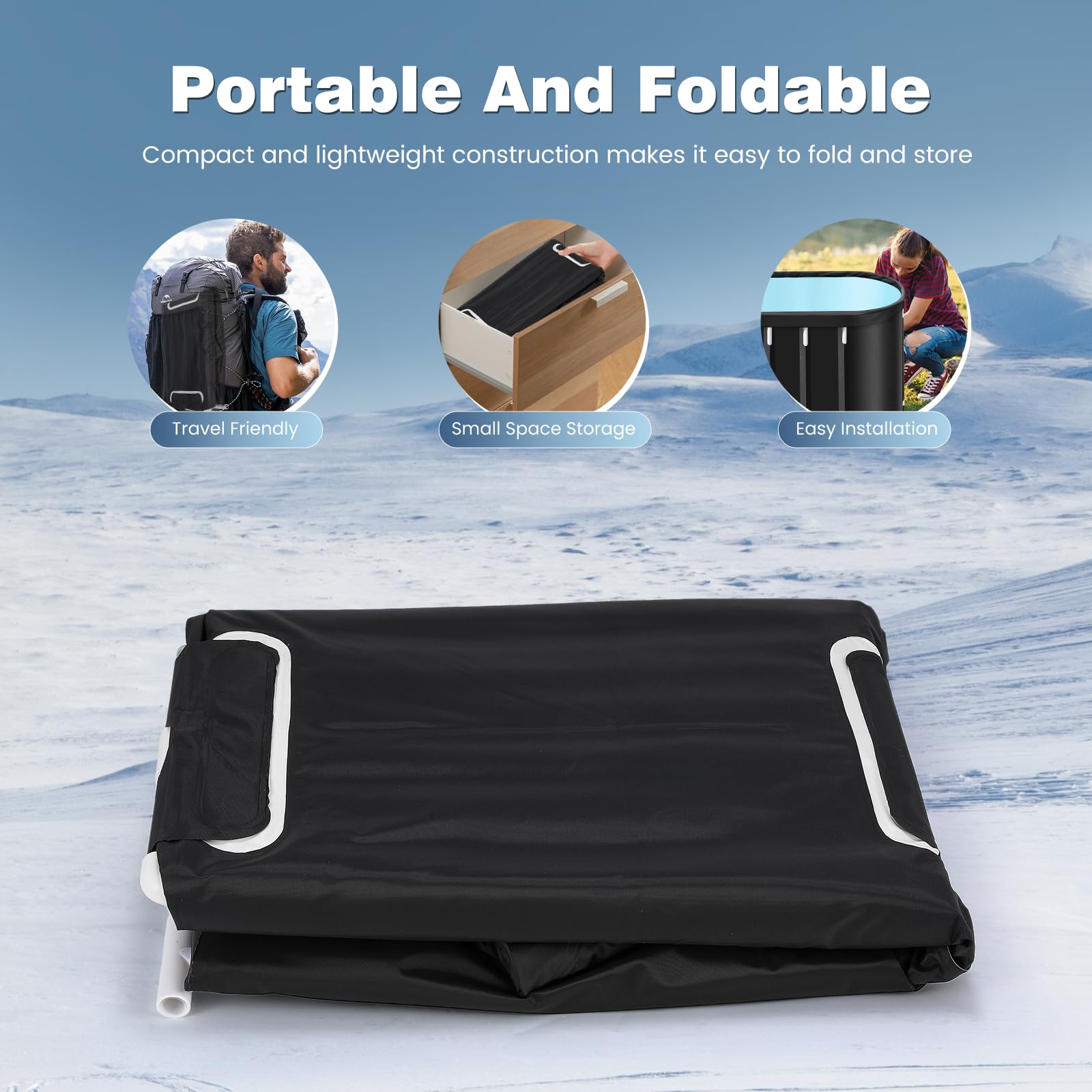 Poafamx 101 Gallon XL Ice Bath Tub for Athletes - Portable Cold Plunge Tub for Muscle Recovery, Collapsible Cold Therapy Tub with Multiple Layers for Home, Garden & Gym Use | Perfect for Post-Workout Recovery, Athletic Training & Hydrotherapy