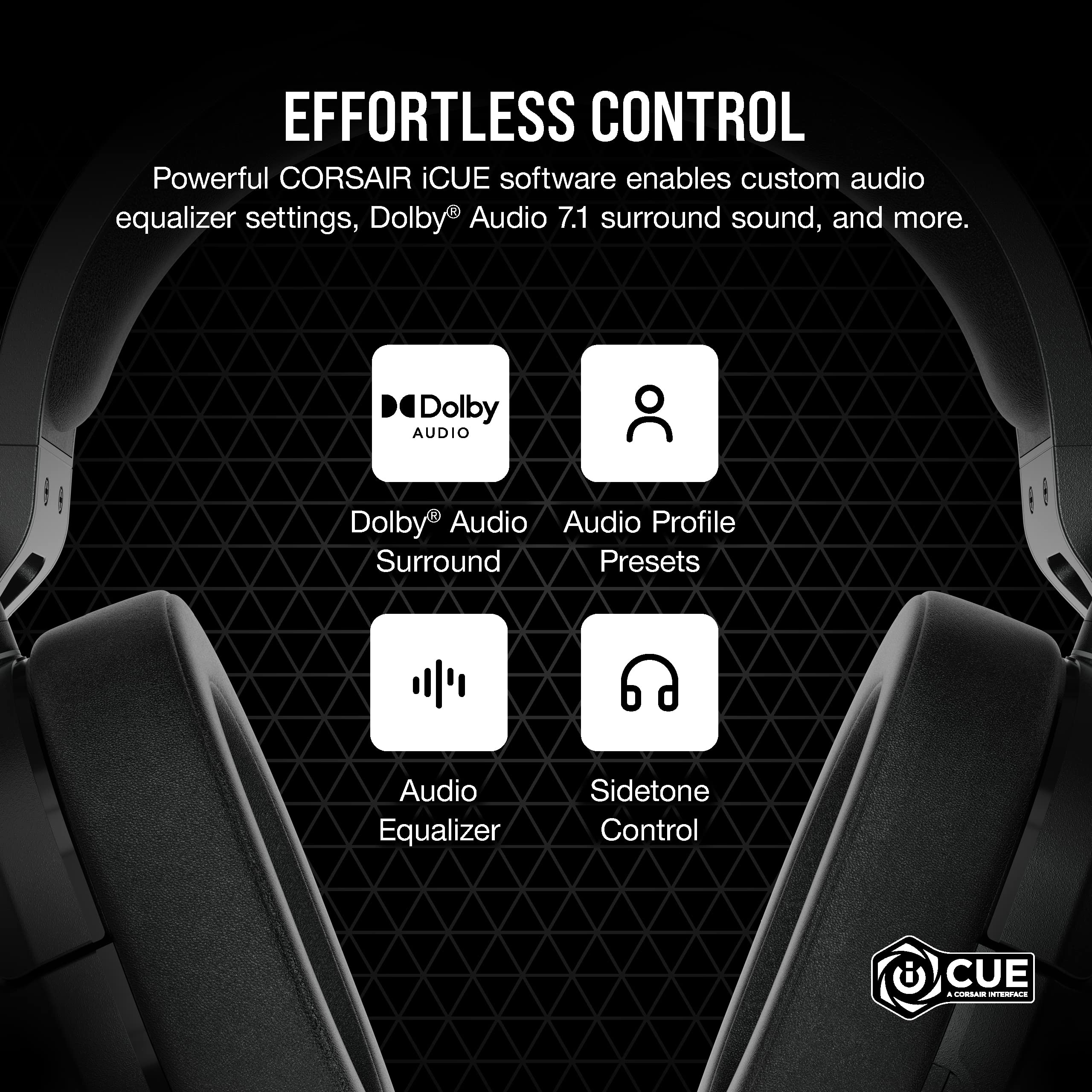Corsair HS55 Wireless Gaming Headset with Dolby Audio 7.1 Surround Sound - Lightweight Over-Ear Headphones with Memory Foam Ear Pads & Noise-Cancelling Mic for PC, Mac, PS5, Xbox, Nintendo Switch - Perfect for FPS, Streaming & Online Gaming