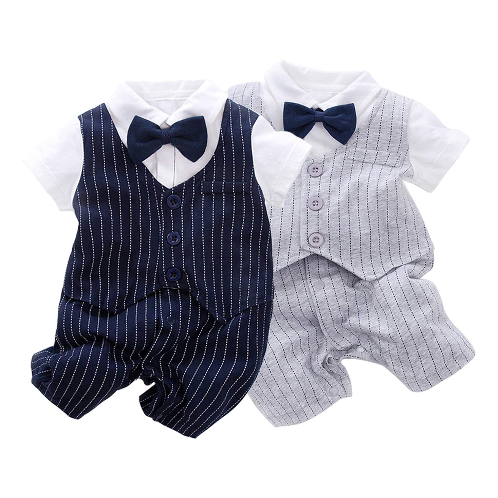 Boys Baby Clothes 2-Piece Cotton Summer Short Sleeve Jumpsuit Romper Outfit for Infants & Toddlers - Perfect for Playdates, Beach Trips & Family Photos