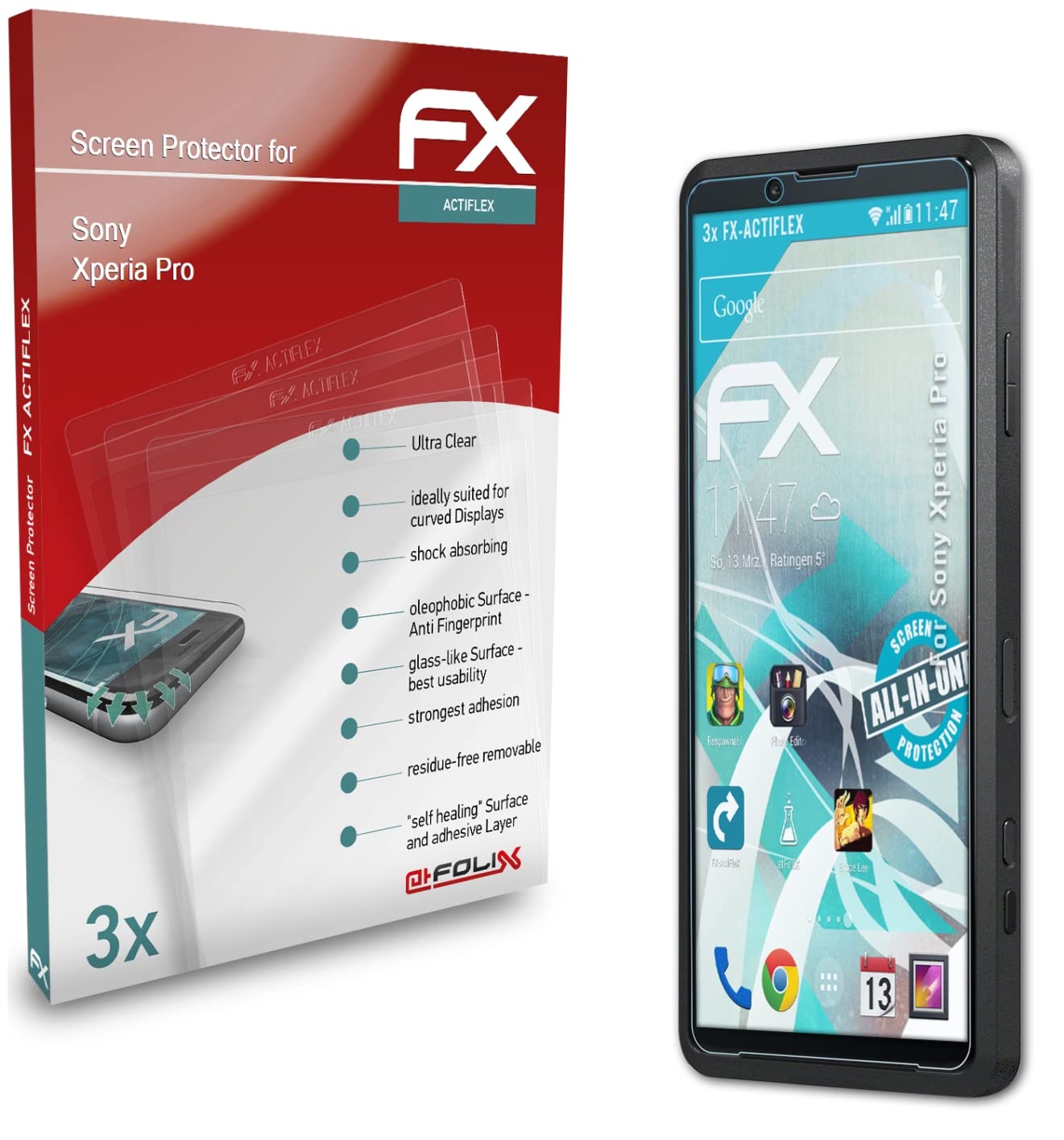 Ultra Clear Flexible Screen Protector for Sony Xperia Pro - 3 Pack HD Tempered Glass Film with Anti-Scratch & Bubble-Free Technology - Perfect for Work, Travel and Outdoor Activities