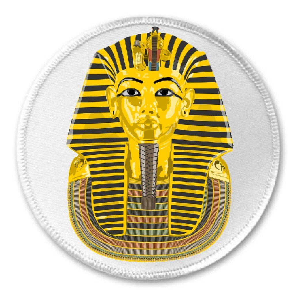 Egyptian Pharaoh Gold 3-Inch Iron On Patch - Ancient Egypt Tomb Embroidered Sew On Badge for Jackets, Hats, Bags & DIY Crafts