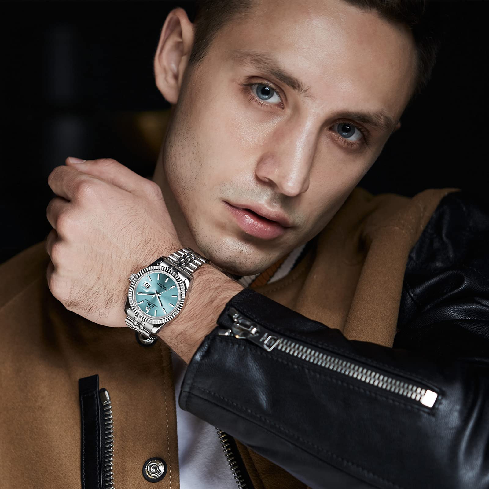 BUREI Men's Automatic Mechanical Watch - Luxury Business Stainless Steel Self-Winding Waterproof Watch for Men | Perfect for Office, Formal Events & Everyday Wear