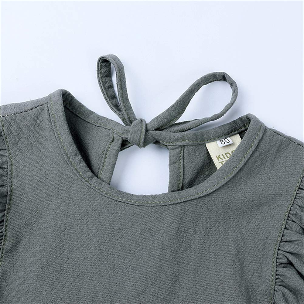 Baby Girls Short Sleeve Cotton Linen Shirt Dress with Bloomer Shorts - Cute Summer Outfit for Playdates & Family Photos