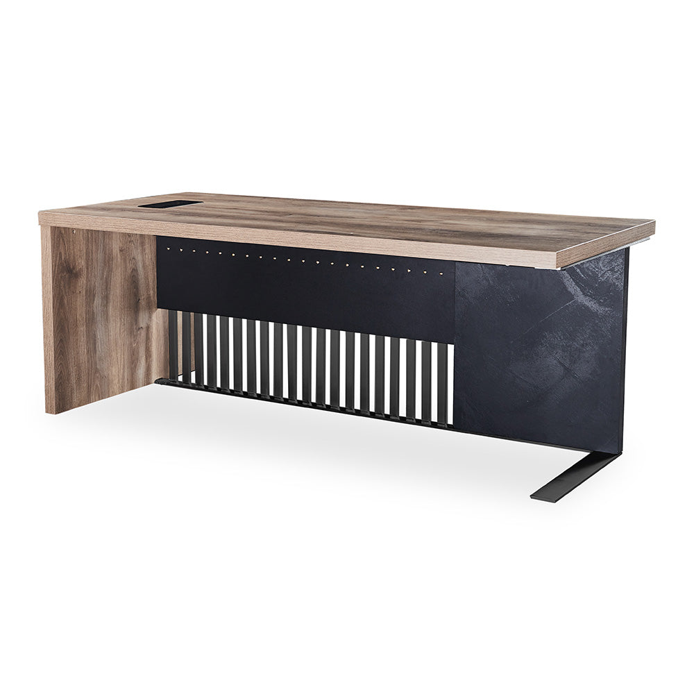 AFTAN BLACK HAWK Limited Edition Executive Desk with Pedestal & Left Mobile Return - 180cm Warm Oak & Black Finish - Premium Office Furniture for Home & Business Workspaces