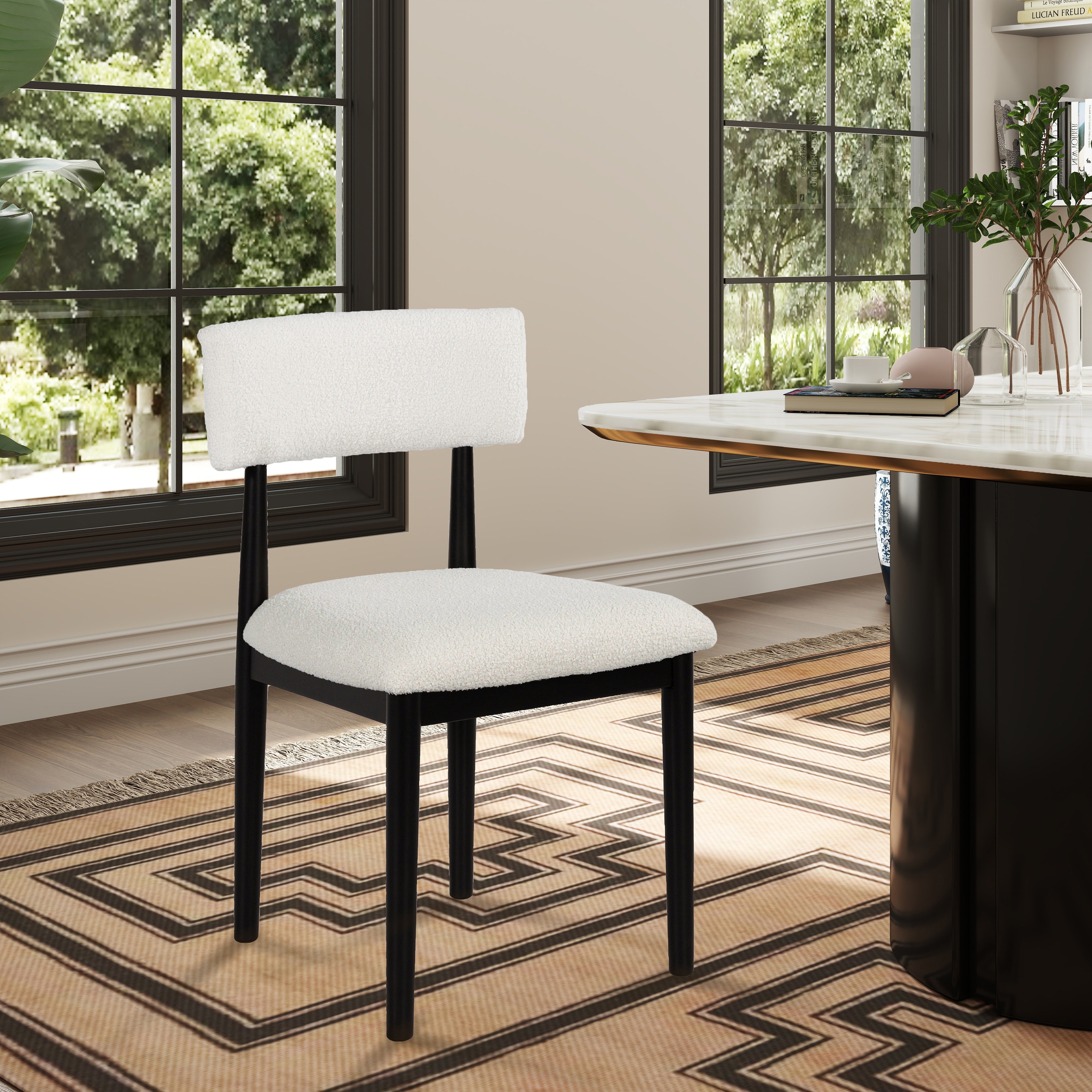 Roundhill Furniture Ellis Boucle Upholstered Dining Chairs Set of 2 - Modern Velvet Accent Chairs for Kitchen, Dining Room & Home Decor