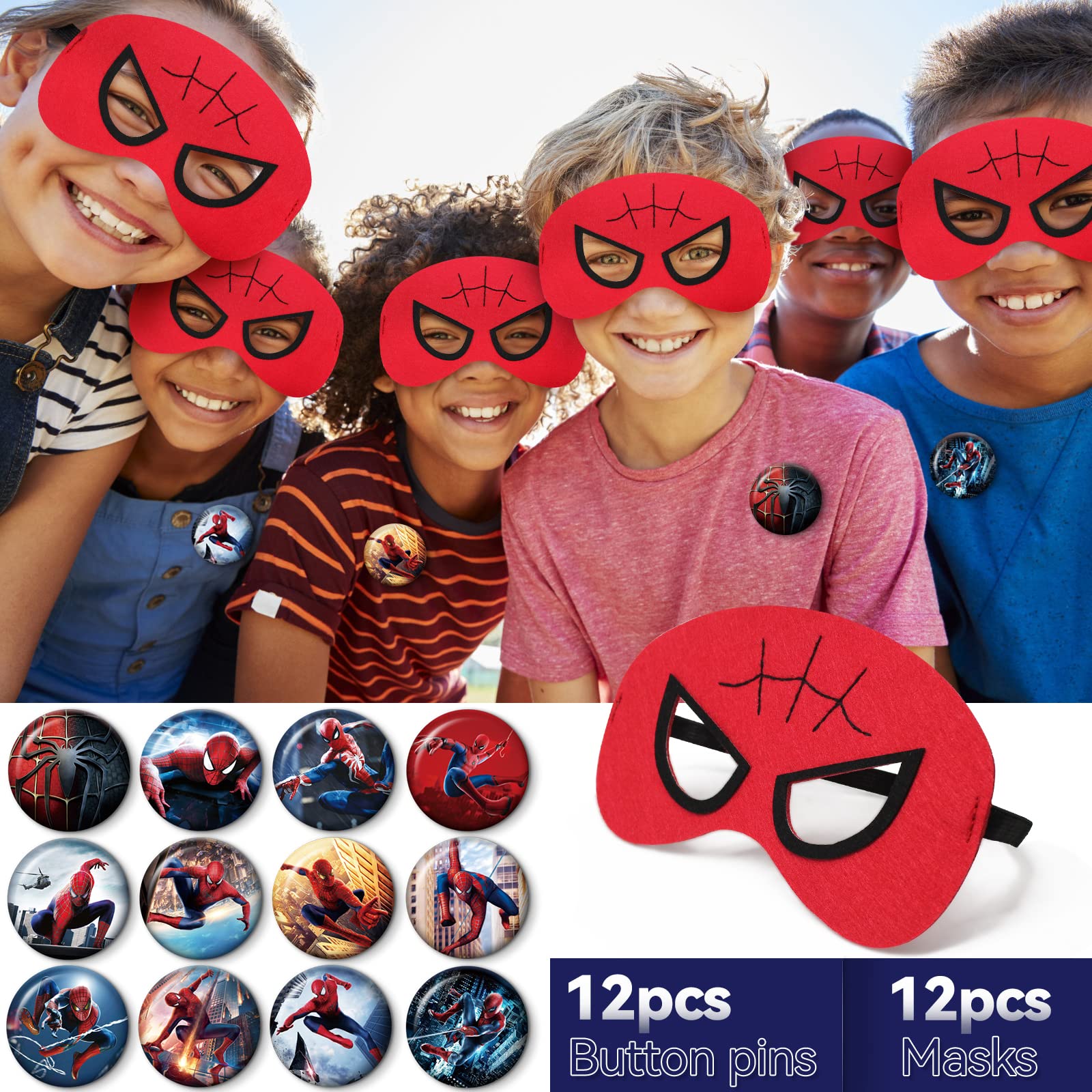 116Pcs Spider Themed Birthday Party Supplies Kit - Includes Gift Bags, Masks, Bracelets, Keychains, Button Pins & Stickers for Halloween, Classroom Rewards & Christmas Prizes | Perfect for Kids' Parties, School Events & Themed Celebrations