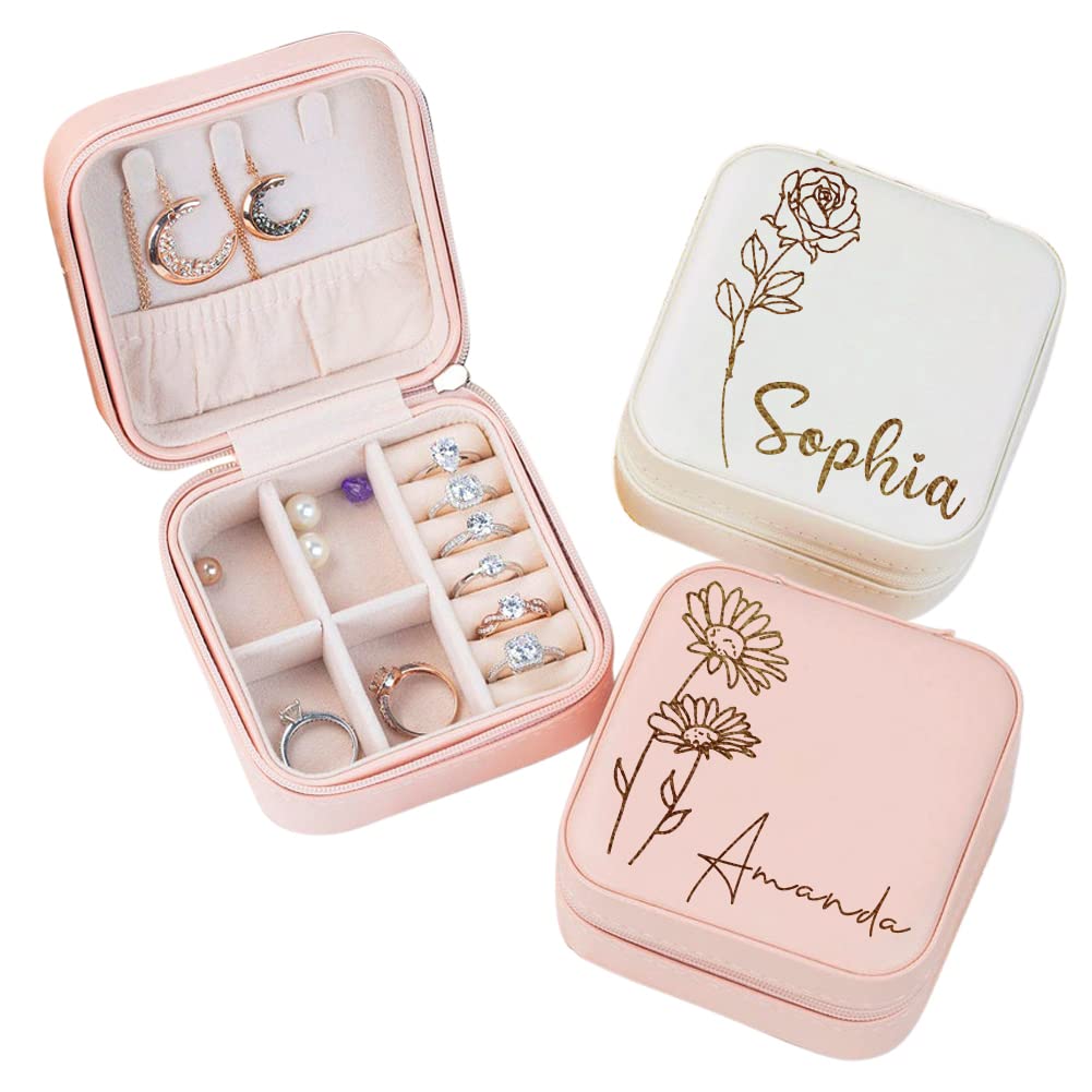 Personalized Bridesmaid Jewelry Box with Name - Custom Travel Jewelry Case for Wedding Proposal Gifts, Bachelorette Party & Special Occasions - Perfect for Bridesmaids, Best Friends & Wedding Party Accessories