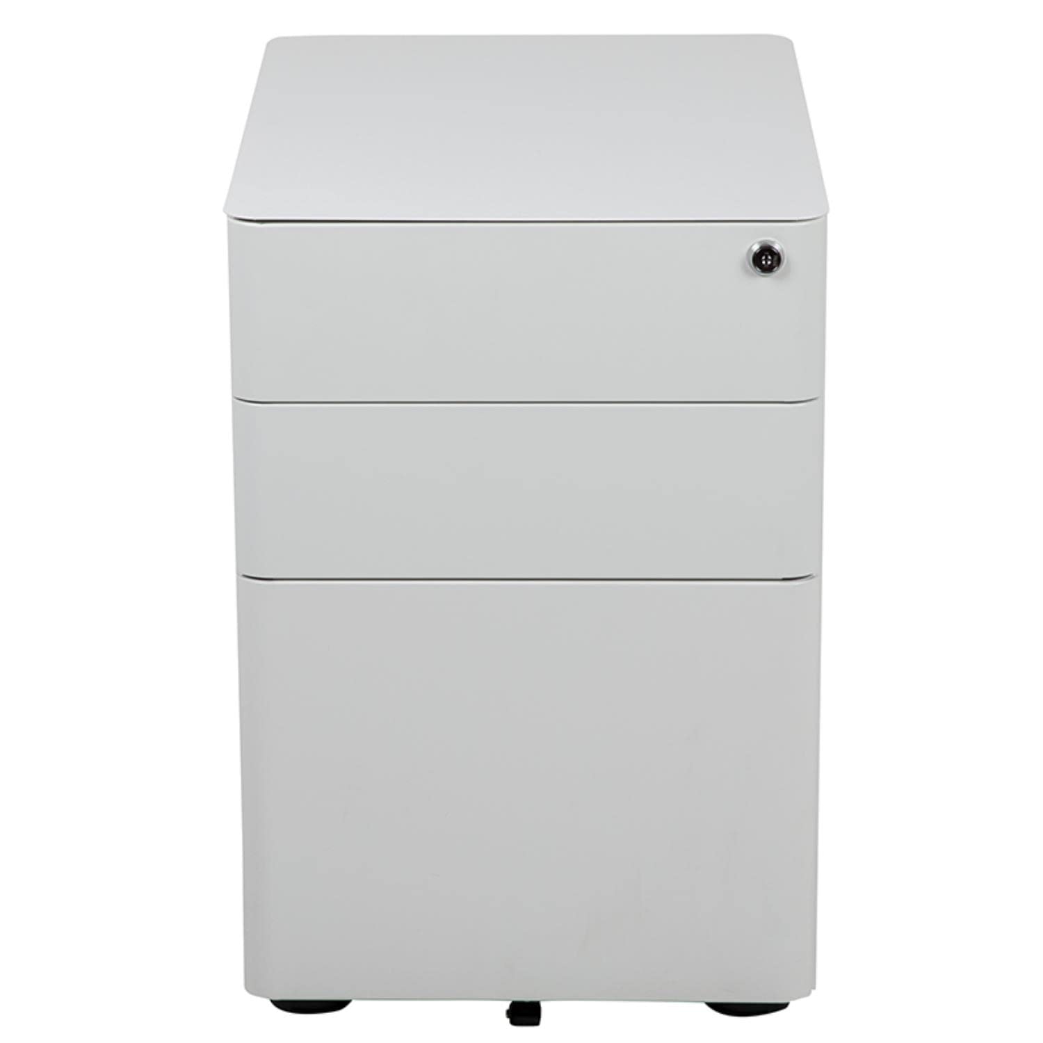 Flash Furniture Warner Modern 3-Drawer Mobile Locking File Cabinet with Anti-Tilt Mechanism - Hanging Drawer for Legal & Letter Files - White Office Storage Solution for Home & Business Organization