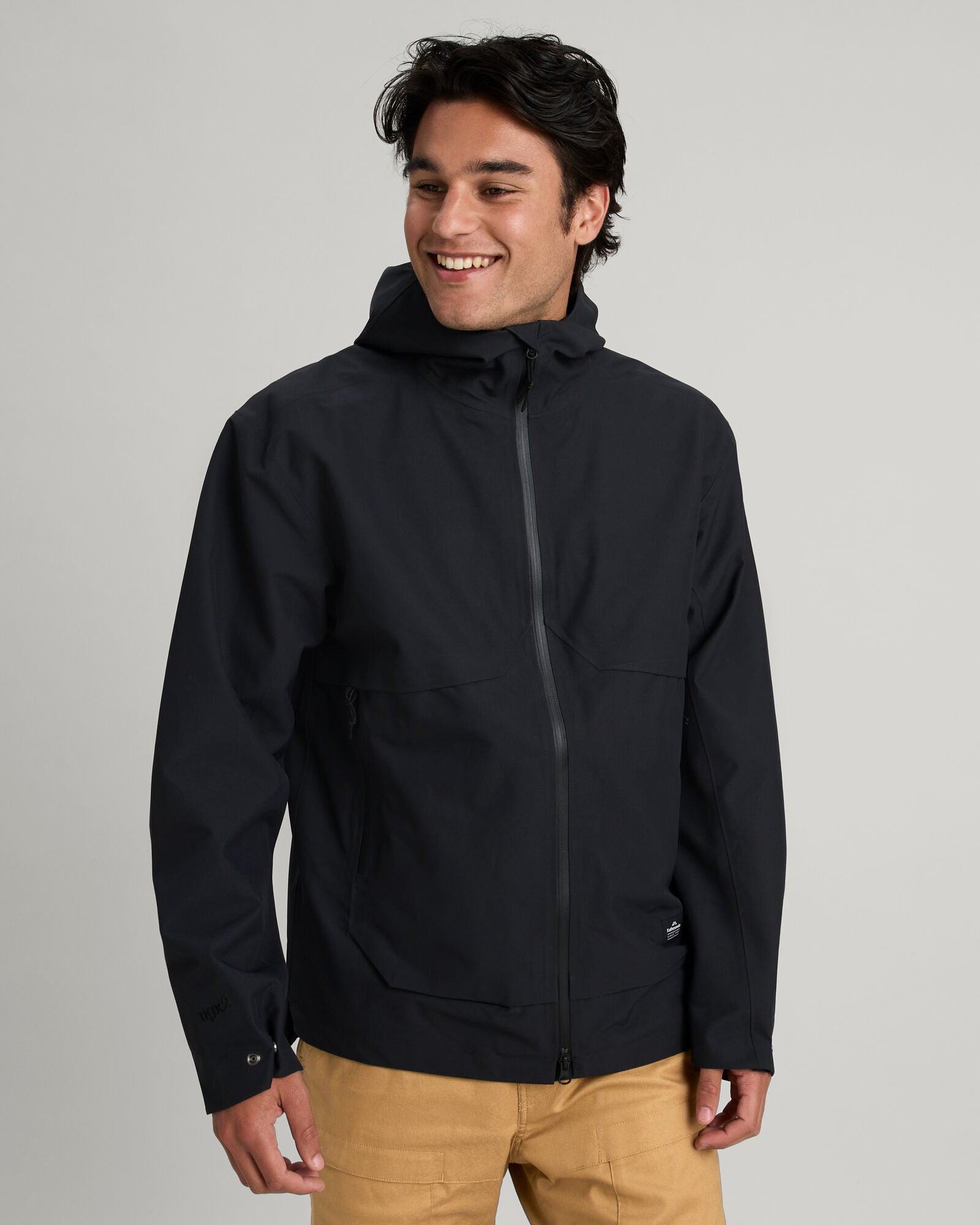 Amphi Men's Waterproof Rain Jacket - Lightweight Windbreaker with Hood for Outdoor Hiking & Commuting (Black)