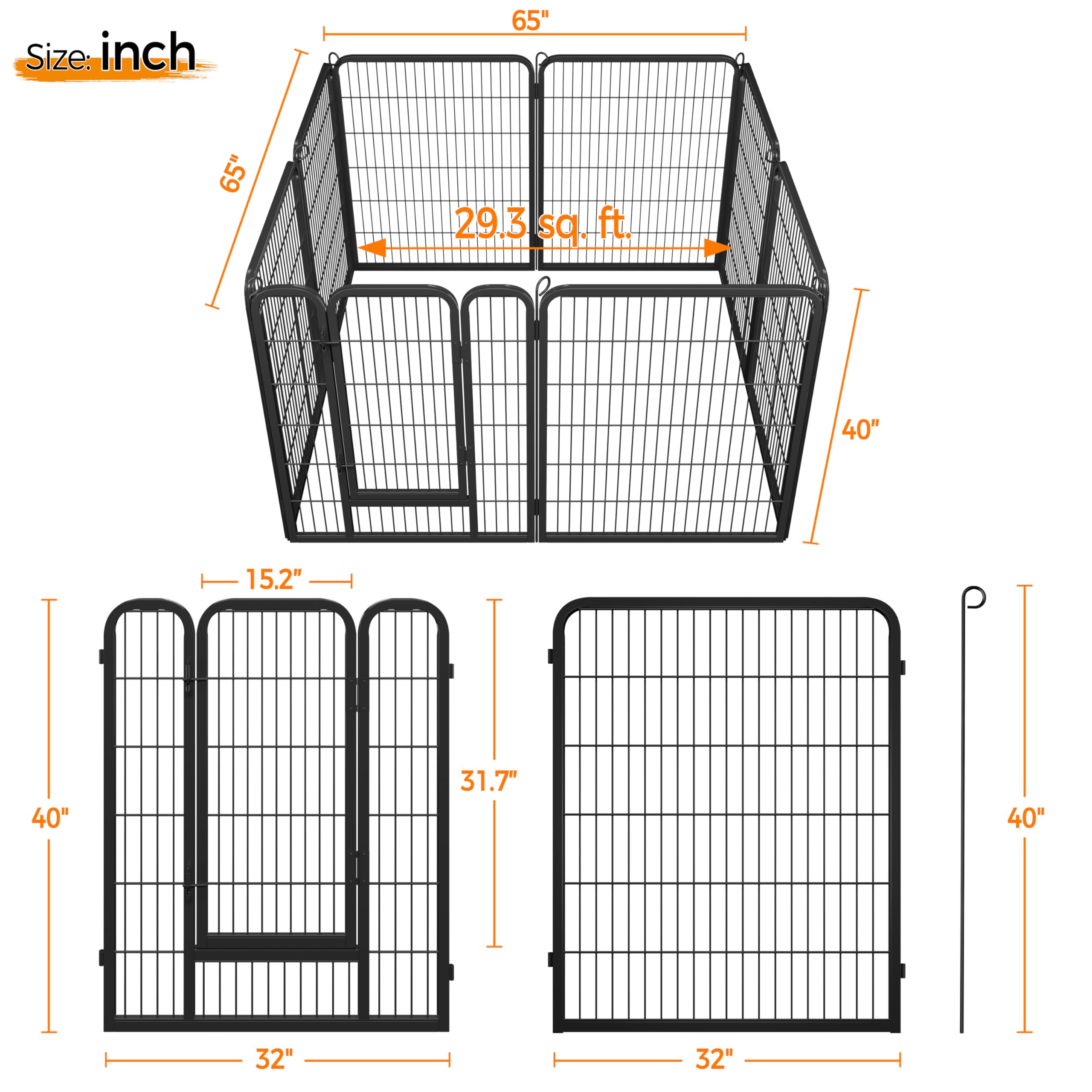 Yaheetech 8-Panel Foldable Dog Playpen - 40
