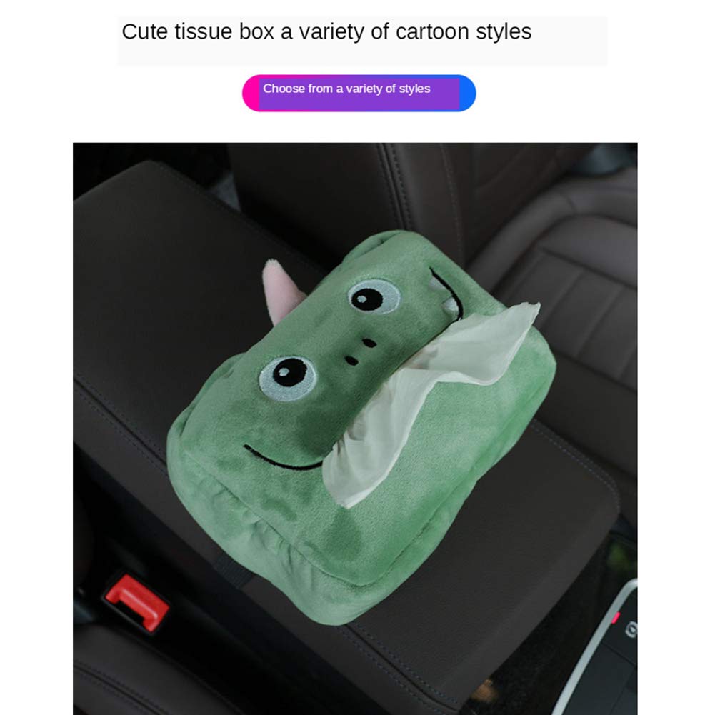 Creative Car Tissue Box Holder - Cute Cartoon Multifunctional Hanging Tissue Dispenser for Car, Auto Napkin Organizer with Storage Pocket (Perfect for Road Trips & Daily Commute) #B