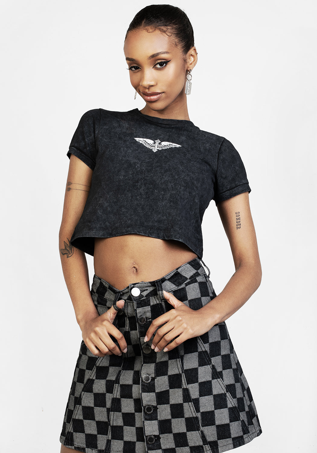 KERB A-Line Denim Mini Skirt for Women - High Waisted Stretch Jeans Skirt - Trendy Fashion Outfit for Casual Wear, Party & Date Night