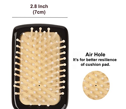 Premium Black Men's Hair Brush with Mother of Pearl Inlay & Wooden Handle - Detangling, Anti-Static, Scalp Massage Comb for Smooth Styling - Perfect for Daily Grooming, Travel & Luxury Gift Giving