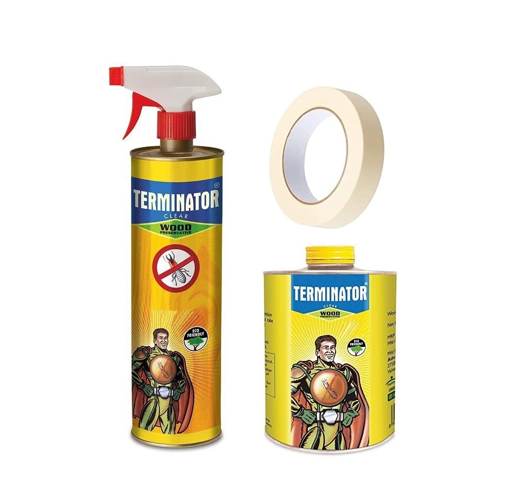 Pidilite Terminator Wood Preservative Spray for Termite Control - 500ml | Effective Termite Protection for Furniture, Doors & Wooden Structures | Indoor & Outdoor Use