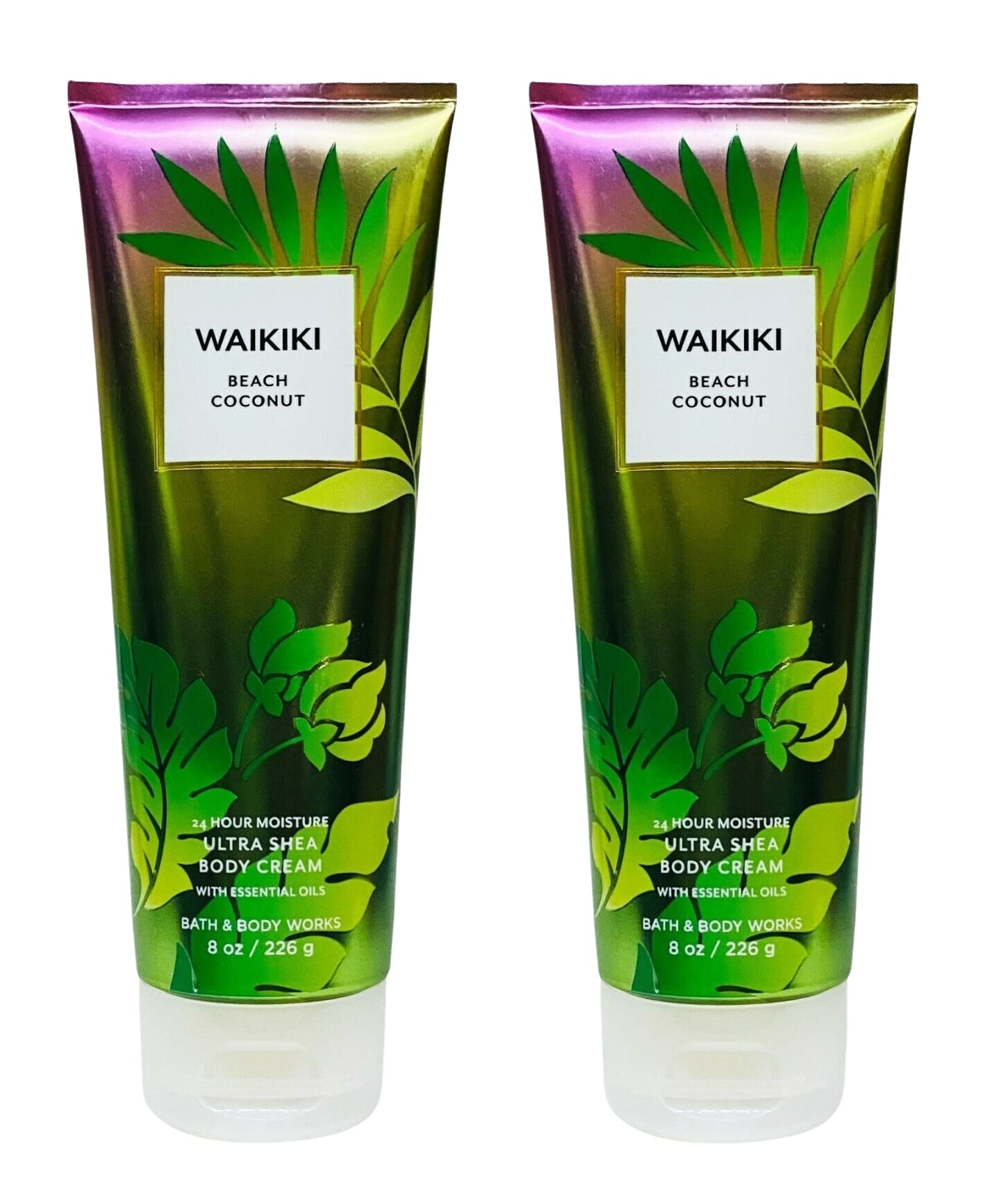 Bath & Body Works Waikiki Beach Coconut Ultra Shea Body Cream - 2 Pack (8oz Each) | Deep Moisturizing & Nourishing for Dry Skin | Perfect for Beach Days, Summer Hydration & Spa Relaxation