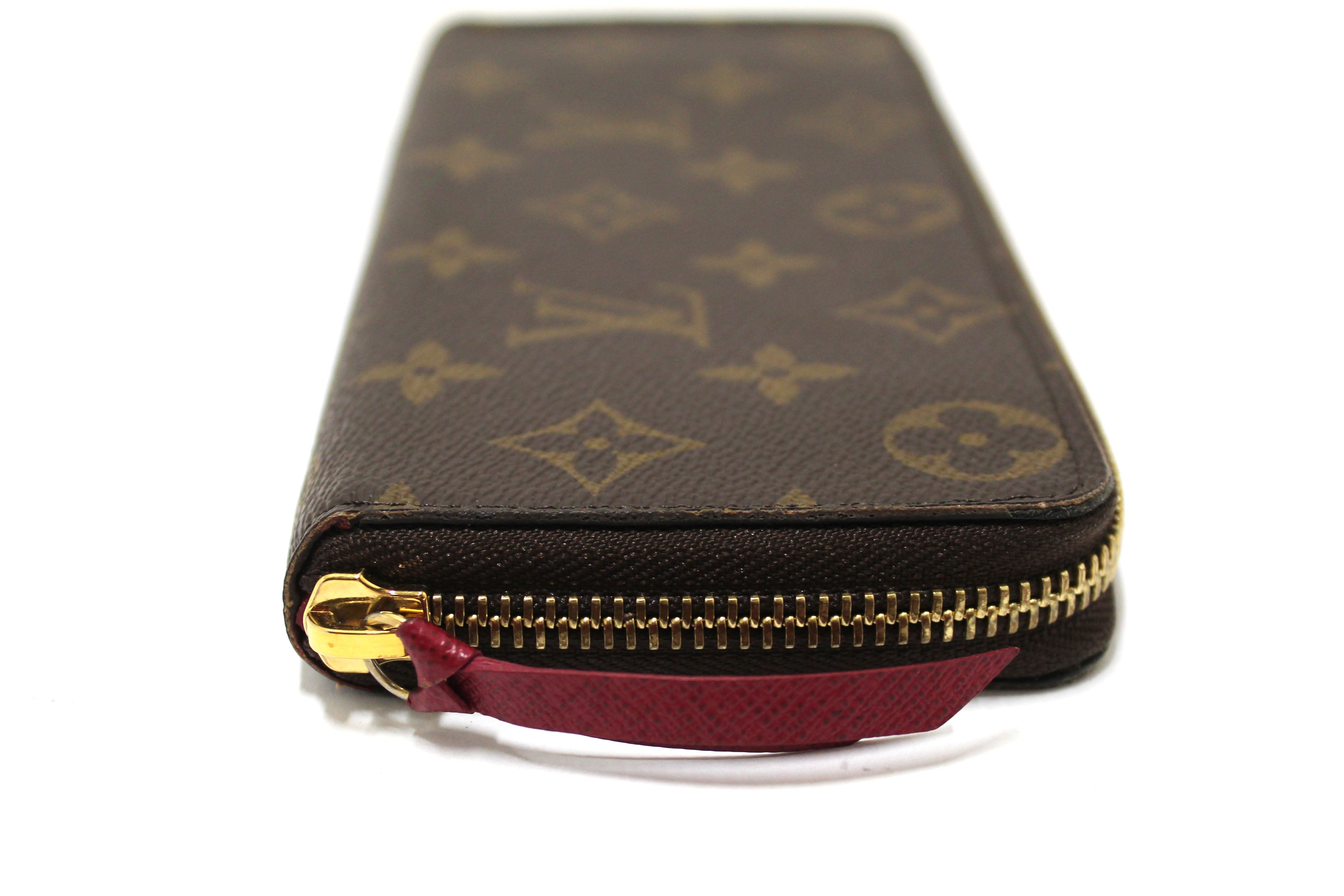 Authentic Louis Vuitton Monogram Canvas Wallet - Women's Fuchsia Clemence Zip Around Wallet with Multiple Card Slots & Coin Pocket - Perfect for Everyday Use, Travel & Gift Giving
