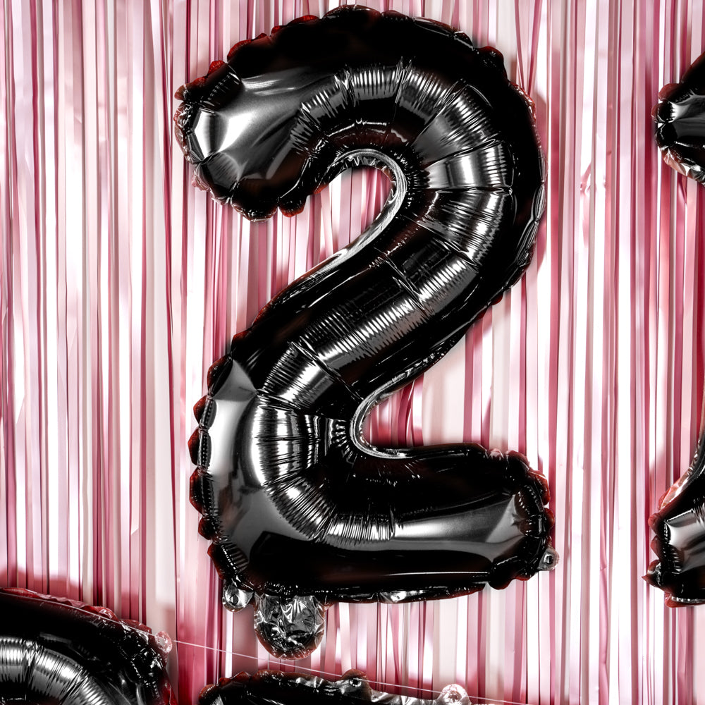 Balloonify Black Mylar Number 2 Balloon - 16 Inch Large Foil Balloon for Birthday Parties, Anniversaries & Celebrations (1 Count Box)