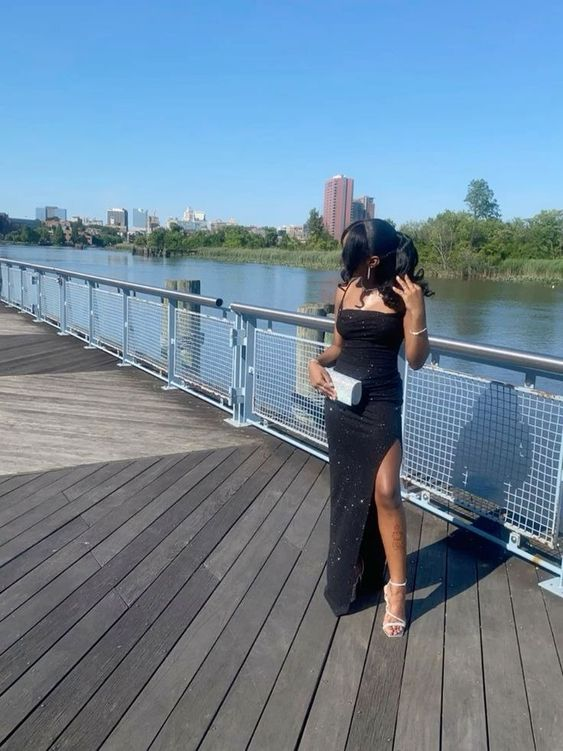 Elegant Black Sequin Slit Long Prom Dress - Sparkling Evening Gown for Women (Style J4550) | Perfect for Homecoming, Formal Dances & Special Occasions