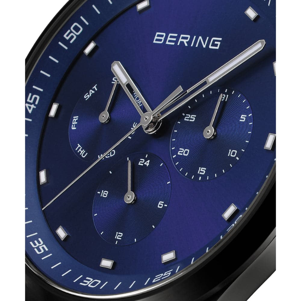 BERING 11740 727 Classic Brushed Black Blue Dial Men's Watch - Stylish & Durable Timepiece for Business, Casual & Outdoor Activities