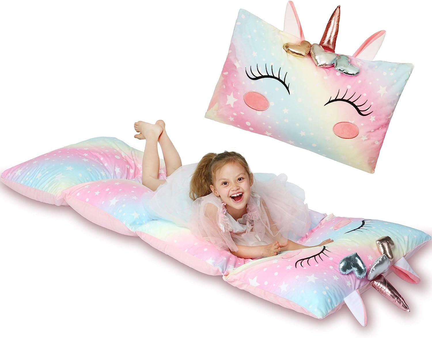 Unicorn Kids Floor Pillow - Soft Bed Seat Cover for Girls, Queen Size - Perfect for Playroom, Bedroom, and Cozy Reading Nook