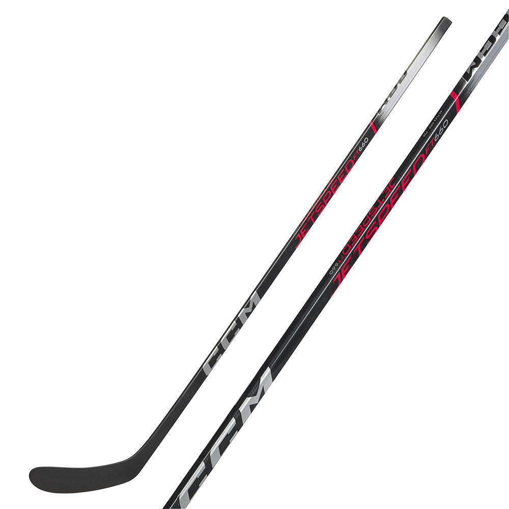 CCM Jetspeed FT660 Junior Ice Hockey Stick - Lightweight Composite Hockey Stick for Youth Players - Perfect for Practice, Games & Training Sessions
