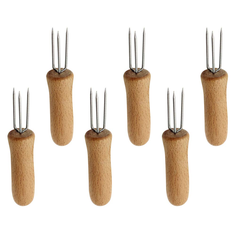 DOITOOL 6-Piece Stainless Steel Corn Holders - Corn Grips & Food Forks for Eating Corn on the Cob, Fruits, and Vegetables - Perfect for BBQs, Picnics, and Family Dinners