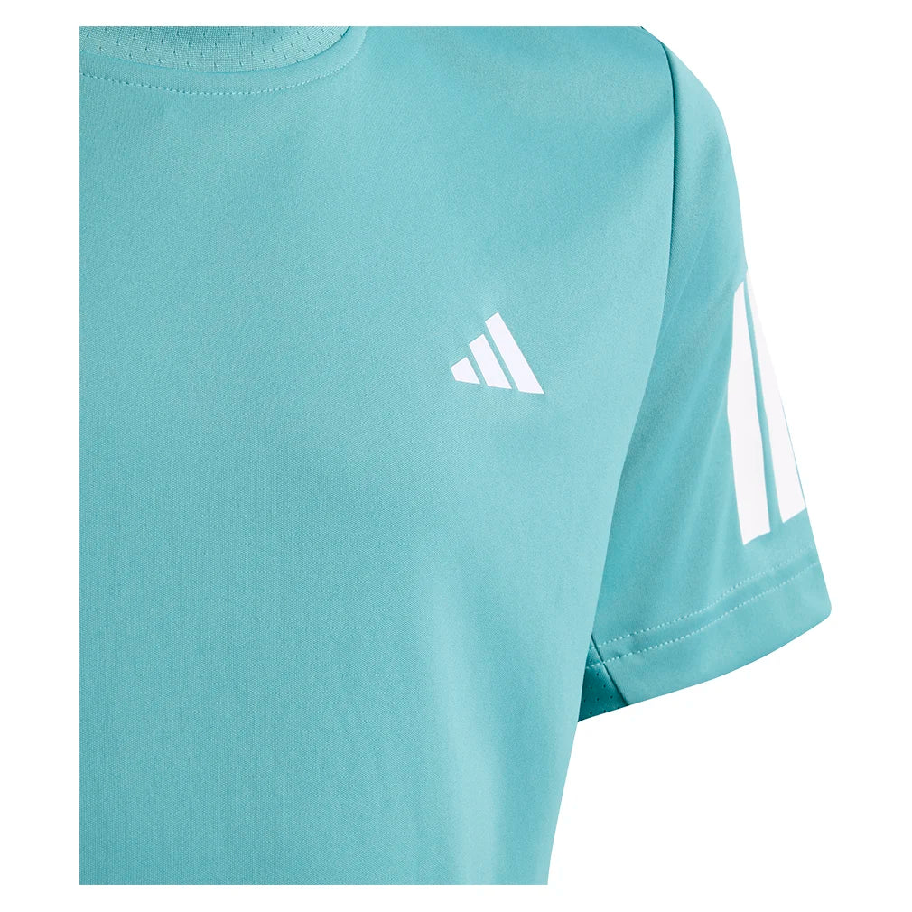 Boys' Club 3 Stripe Tennis Tee - Powder Teal Color | Comfortable Cotton T-Shirt for Kids Sports & Casual Wear