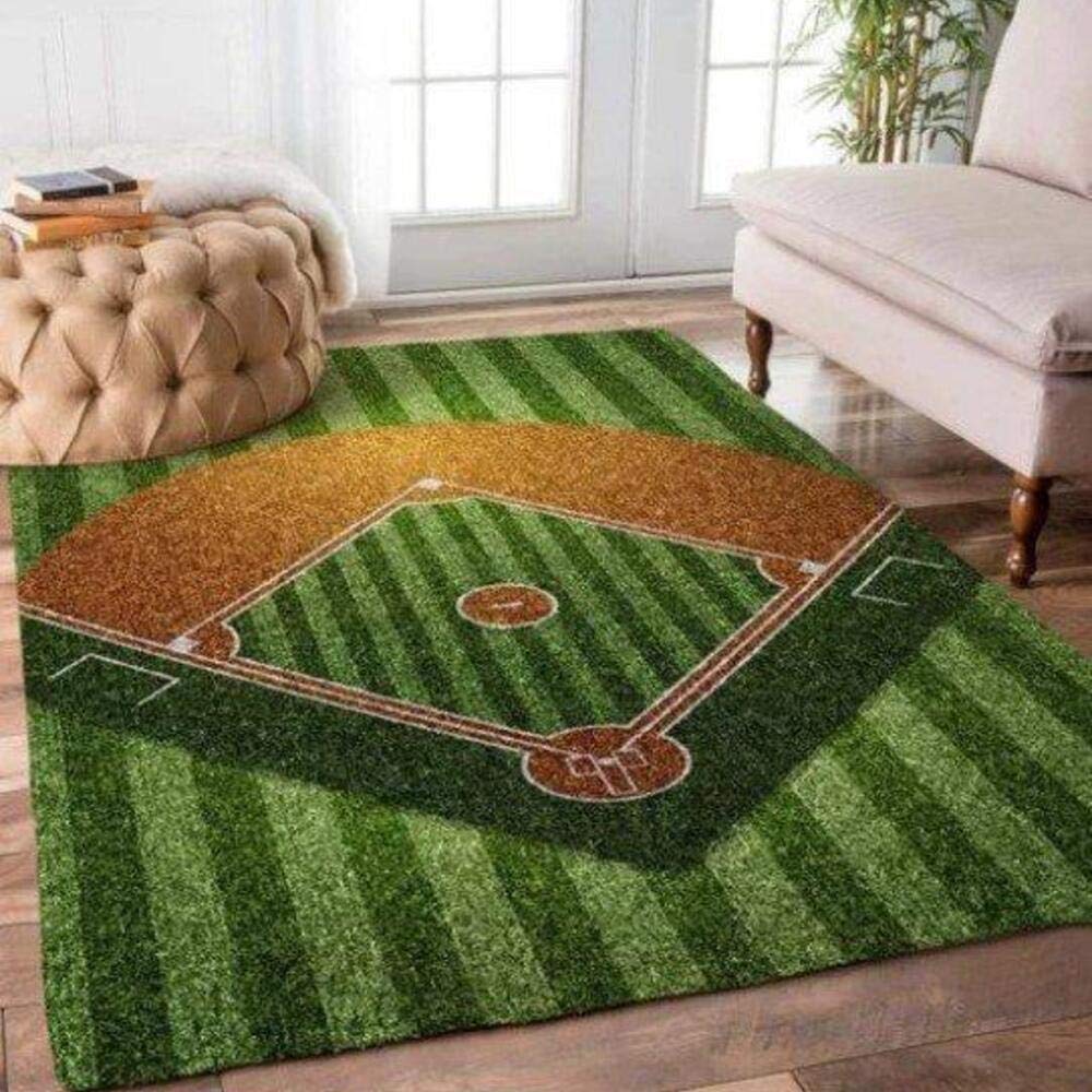 Premium Large Baseball Area Rugs for Living Room - Soft Non-Slip Floor Carpet Decor - Perfect for Sports Themed Bedroom, Game Room & Man Cave Decorations