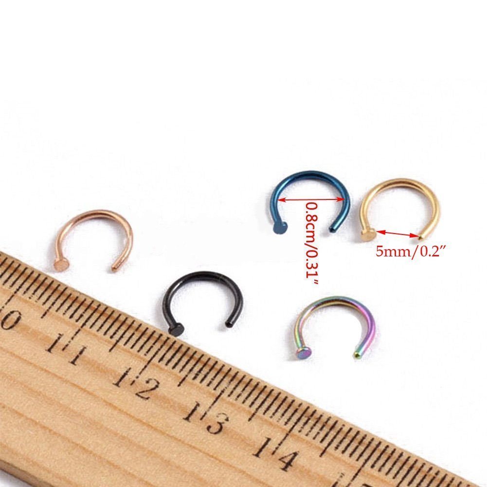 AKOAK 10-Piece Stainless Steel Nose Stud Rings Set - Unisex Body Piercing Jewelry, Open Hoop Nose Rings & Earring Studs for Men & Women - Perfect for Everyday Wear, Parties & Body Decorations