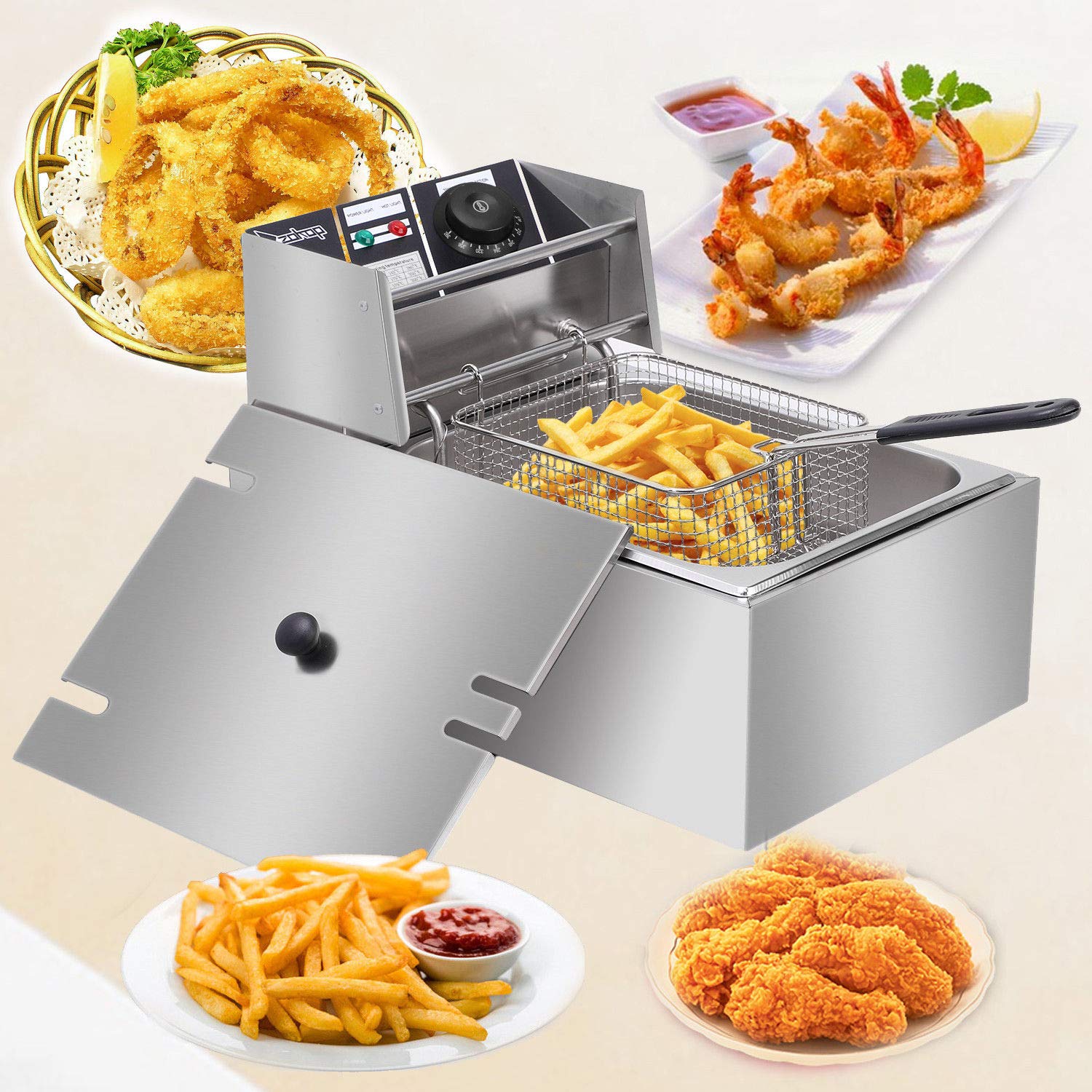 Commercial 2500W Heavy Duty Stainless Steel Deep Fryer - 6L Electric Tabletop Fryer with Basket for Restaurant, Home & Hotel Kitchen - Perfect for French Fries, Fried Chicken & More